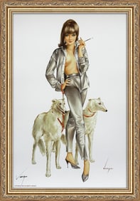 Alberto Vargas Signed "They're watchdogs, Mr. Tate but I usually dont let them" Playboy October 1966