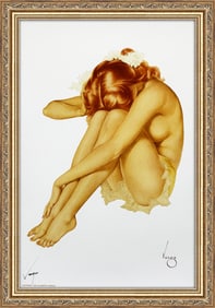Alberto Vargas Signed Seated Nude Esquire 1940's