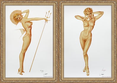Alberto Vargas "Queen of the Sea" circa 1950 and Nude with Phone (Jeanne Dean) 1946