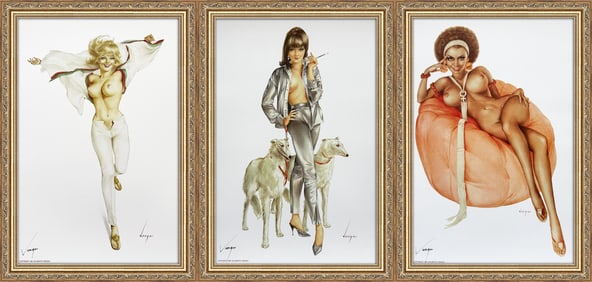 Alberto Vargas "Sorry I'm late.", "They're watchdogs, Mr. Tate" and Playboy January 1973