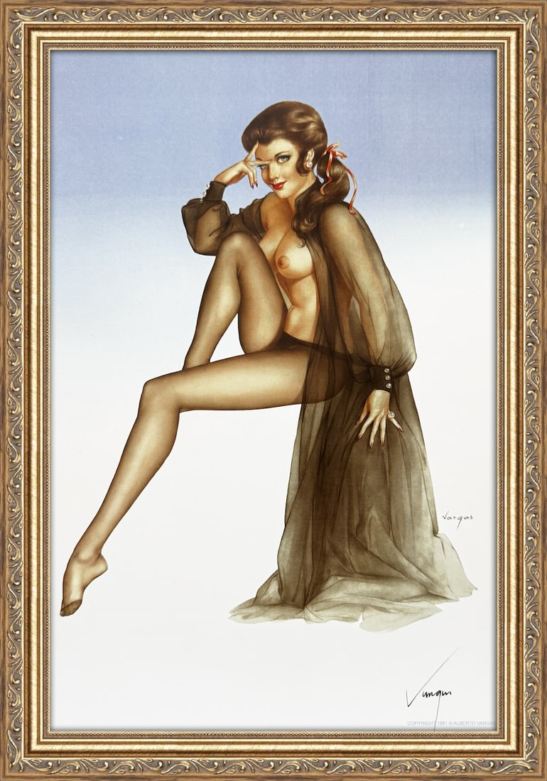 Alberto Vargas "I'm told sex isn't good for one, but it's great for two." Playboy November 1969: This exquisite print, crafted between 1979 and 1984, carries the authentic signature of Alberto Vargas, who personally autographed it at a signing event just before his passing in 1982. Frame not Incl