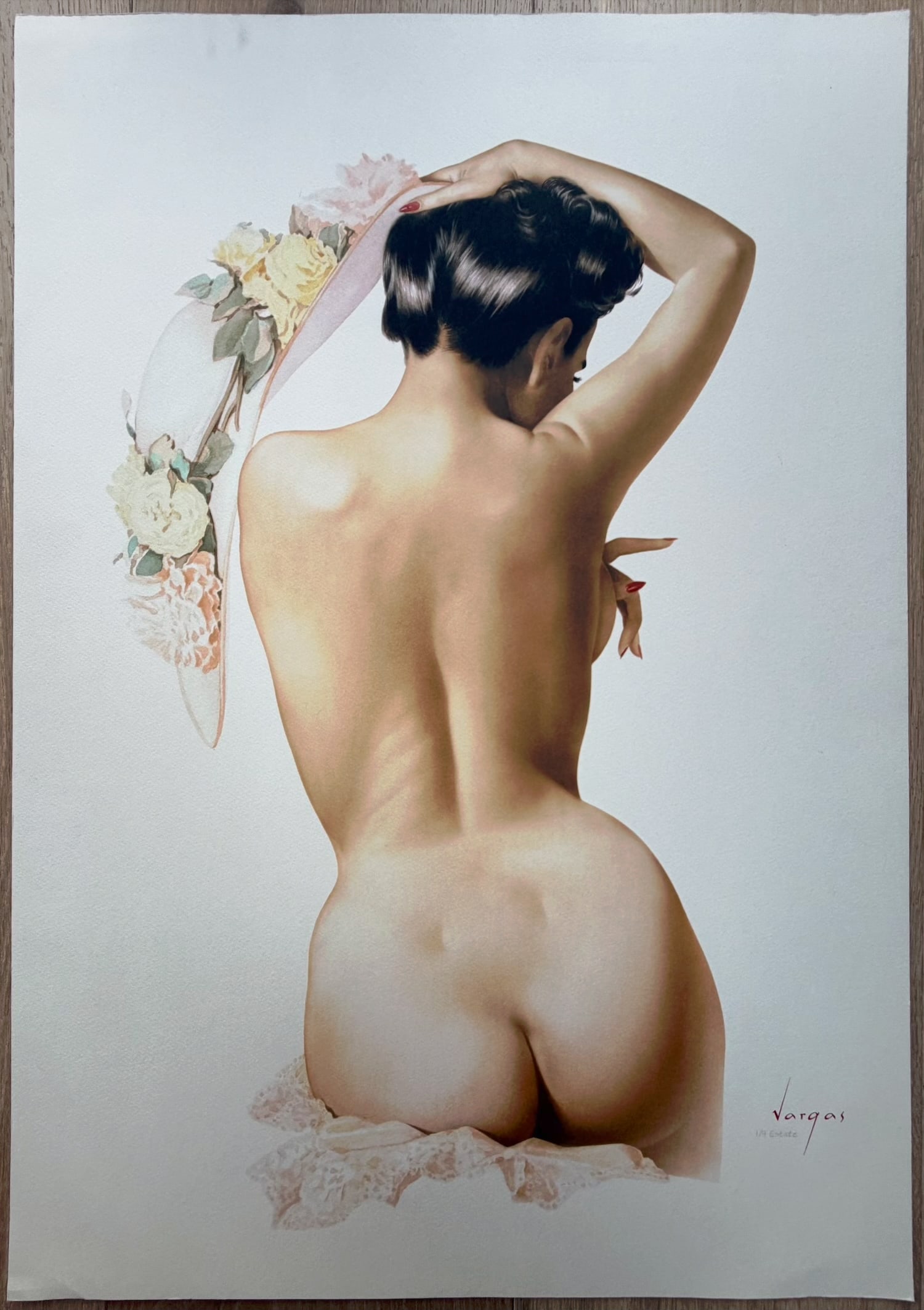 Alberto Vargas Flowered Hat 1/9 Very Rare: This portrait was originally painted in 1955. Alberto Vargas loved women in the highest sense. His appreciation went beyond physical appearance; it included all aspects of womanhood. Every quality of
