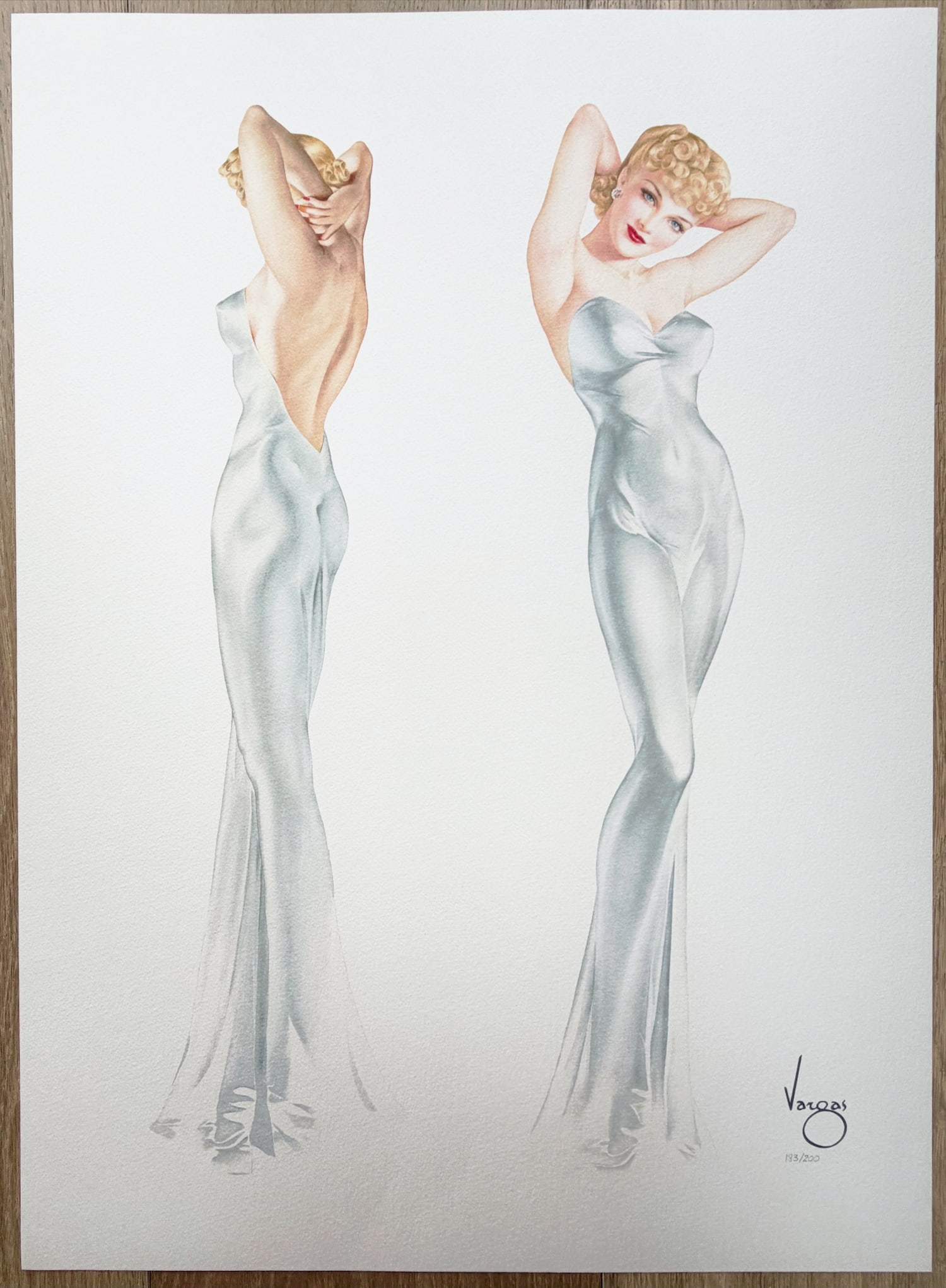 Alberto Vargas "Symphony" San Francisco Art Exchange 183/200: This unique and stunning print presents two complementary views of Alberto’s lovely wife, Anna Mae. Painted separately, each portrait was a masterful solo work by Vargas. Arranged into a single limi