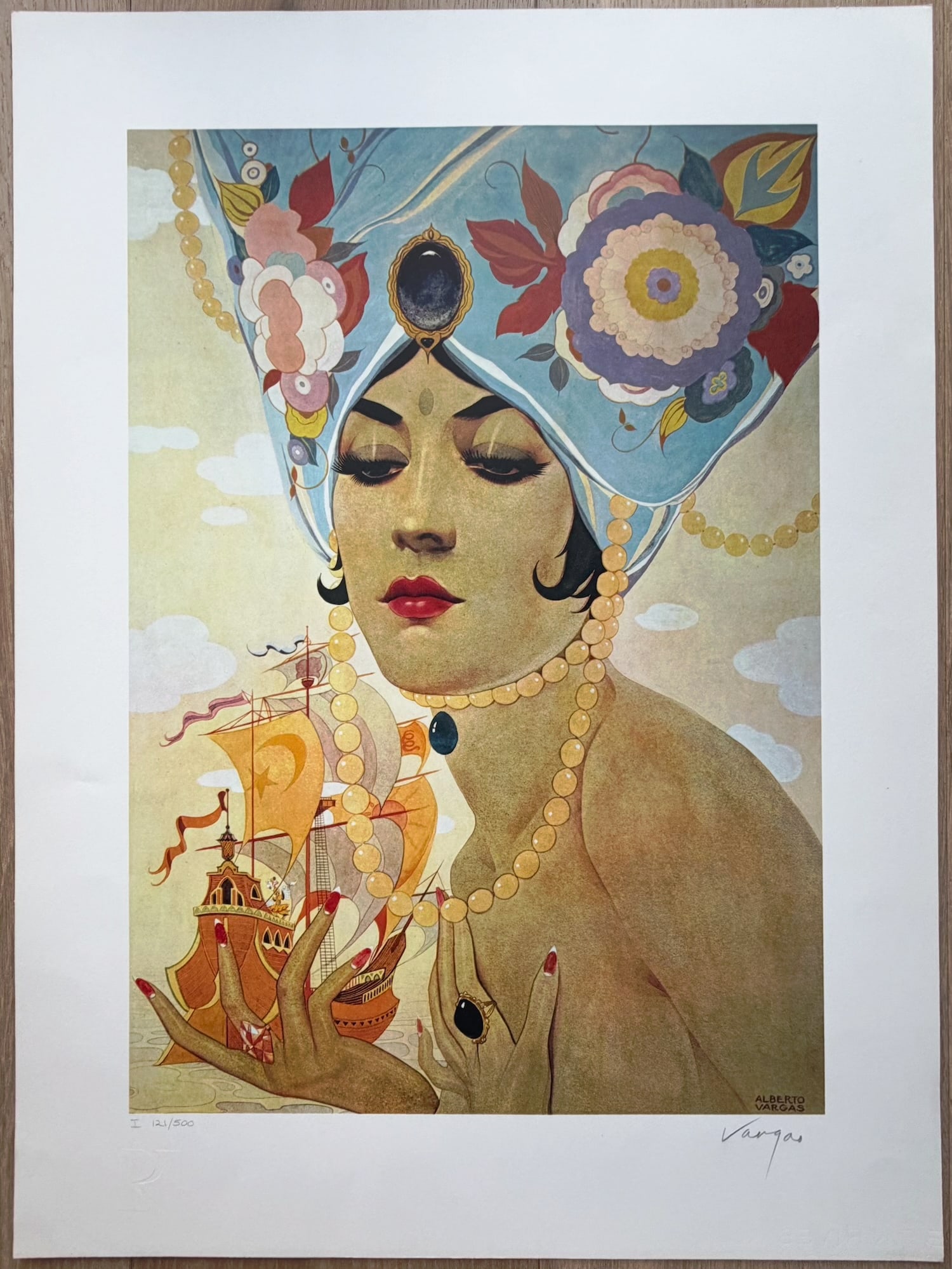 Alberto Vargas "SCHEHERAZADE" 1979 - 121/500: Alberto Vargas' depiction of the beguiling character from the class Middle Eastern tale, One Thousand and One Nights. Scherherazade spun grandiose tales to preoccupy King Shahryar, and thus spare her