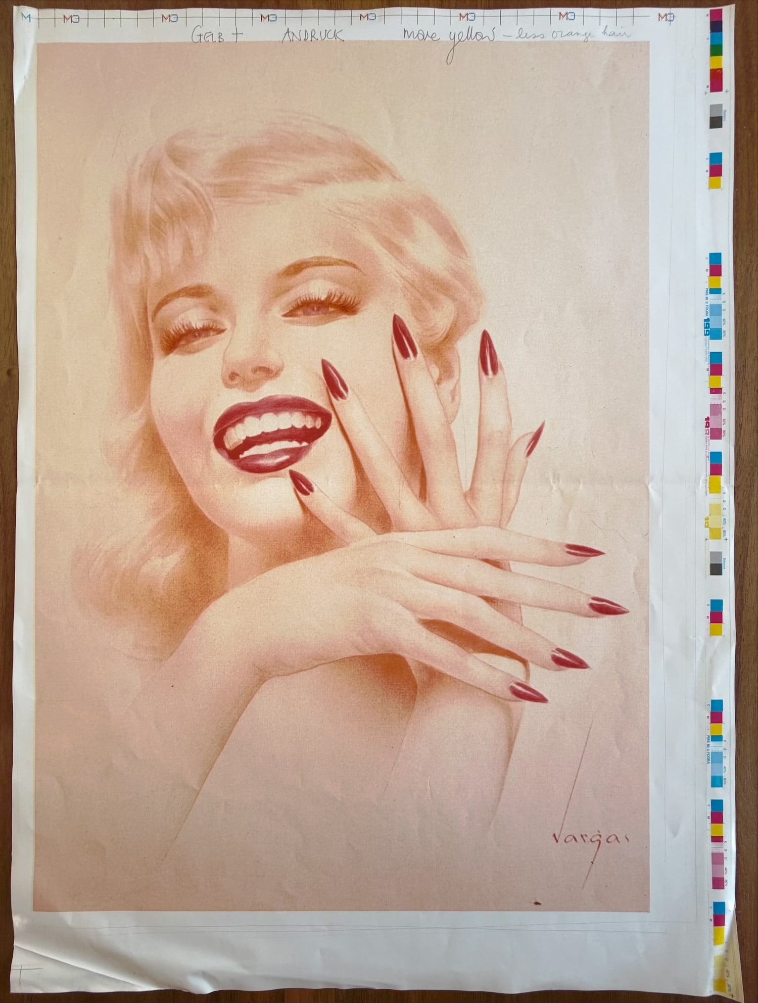 Alberto Vargas Artist Proof "Marilyn Monroe" Taschen Book 1991: This is an artist's proof from Taschen's 1991 Alberto Vargas book, a vintage collection showcasing the iconic pin-up illustrations of Alberto Vargas.