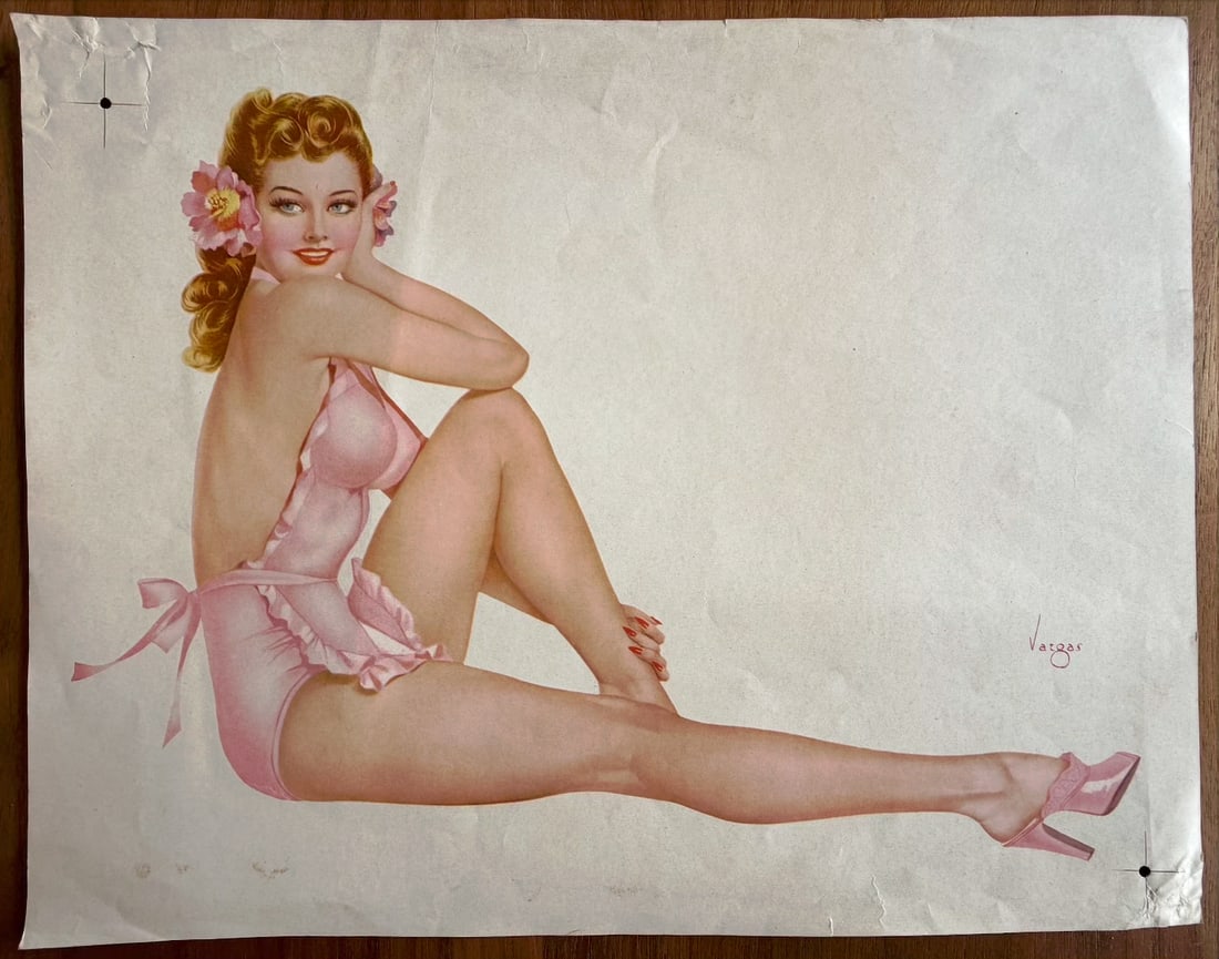 Alberto Vargas Artist Proof for 7 of Diamonds Playing Cards: This is one of many artist proofs Vargas used in the editing process for playing cards.