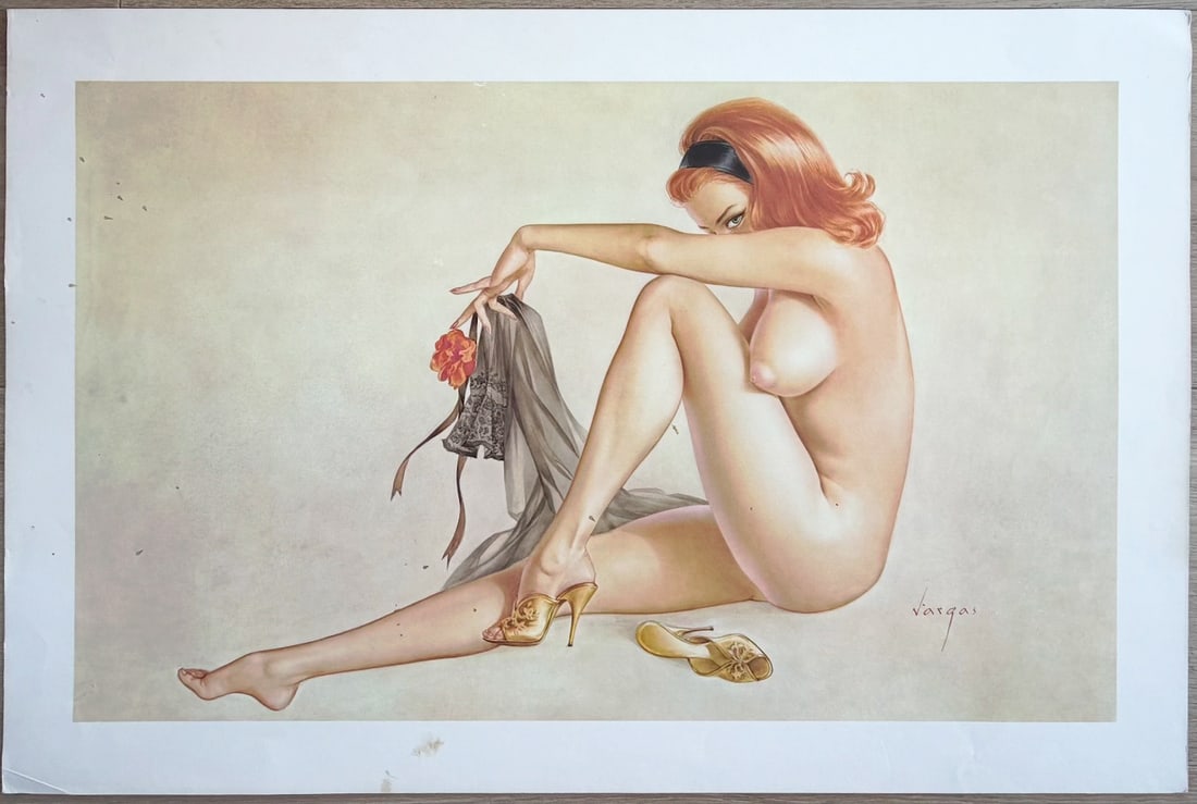 Alberto Vargas The Playboy Portfolio "I'm a little tired this evening": This piece is a proof image for the Albert Vargas Playboy portfolio collaboration.The artwork, which features a signature "Vargas Girl," is known by the title I'm a little tired this evening and was o
