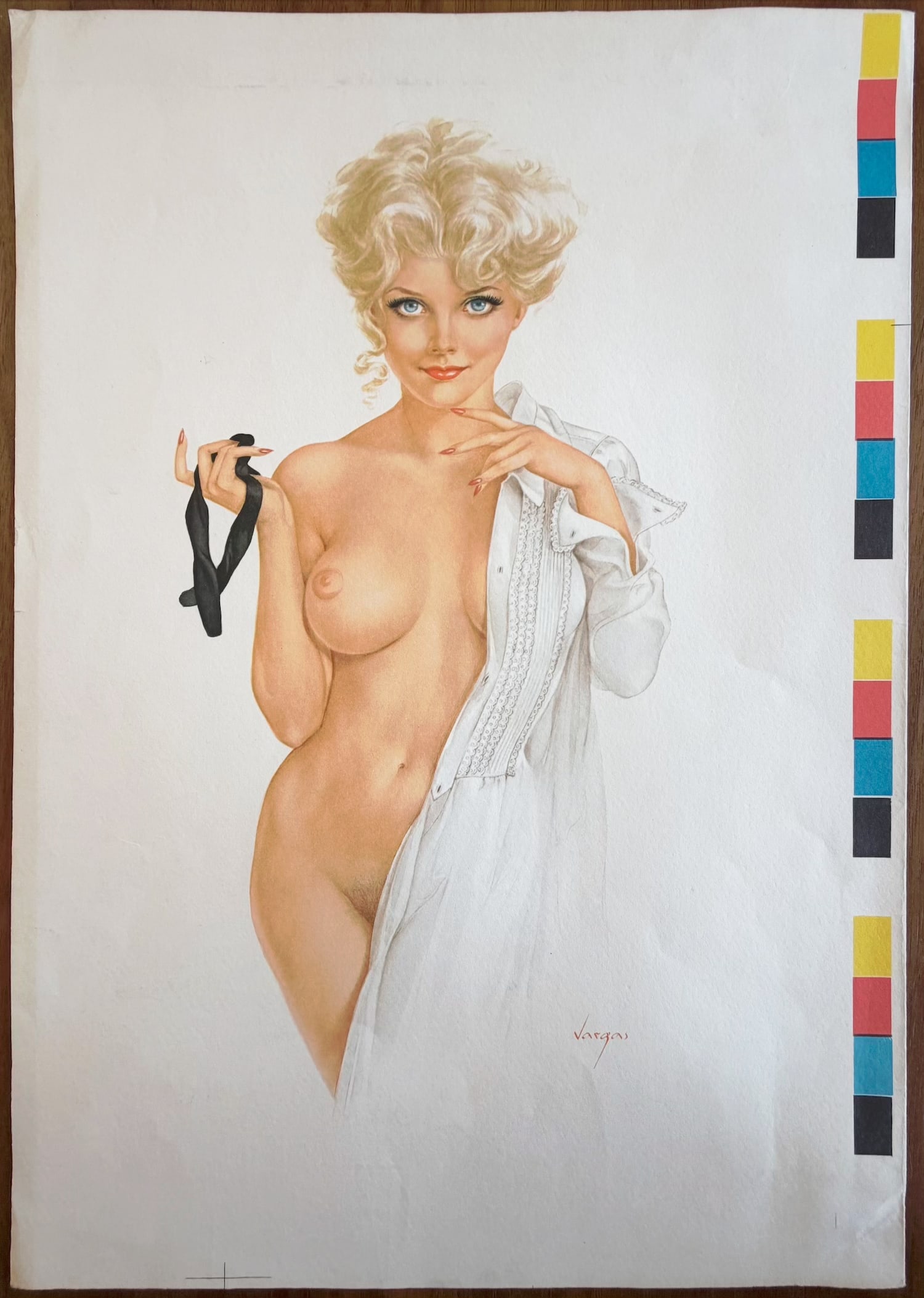 Alberto Vargas Play Issue Proof "Is This What They Mean by Having a Formal Affair?" January 1970: This is an artist proof made by Alberto Vargas for Playboy January 1970 "Is This What They Mean by Having a Formal Affair?".