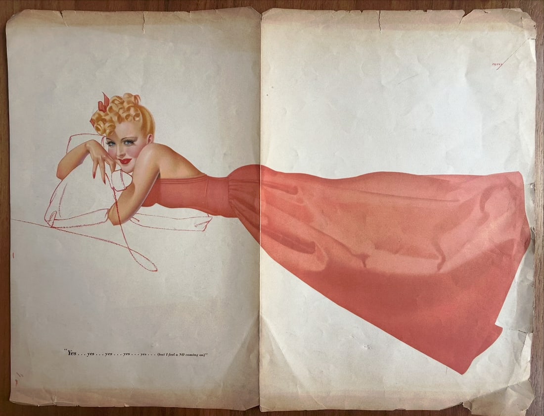 George Petty Esquire centerfold: Bring the playful glamour of the 1940s to life with these stunning George Petty centerfolds! Known for his iconic “Petty Girls,” Petty’s work became synonymous with Esquire magazine, where h