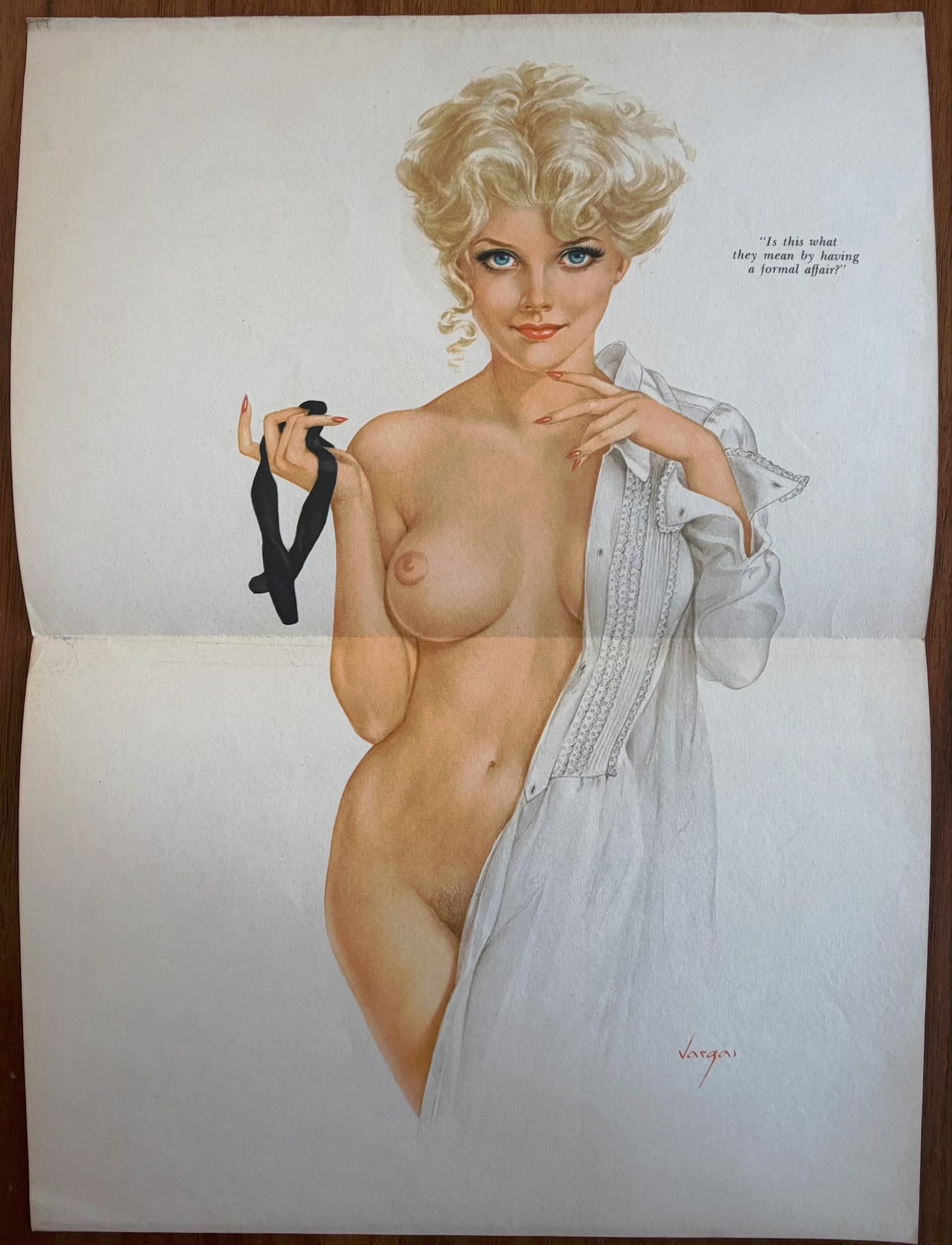 Alberto Vargas Playboy Artist Proof "Is This What They Mean by Having a Formal Affair?" January 1970 (1 of 2)