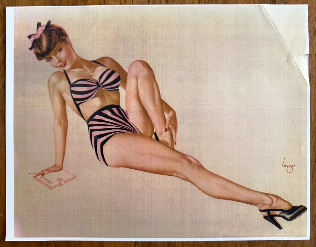 Alberto Vargas Unknown Esquire Artist Proof: This is an unknown Esquire proof that was in Vargas's Estate clippings