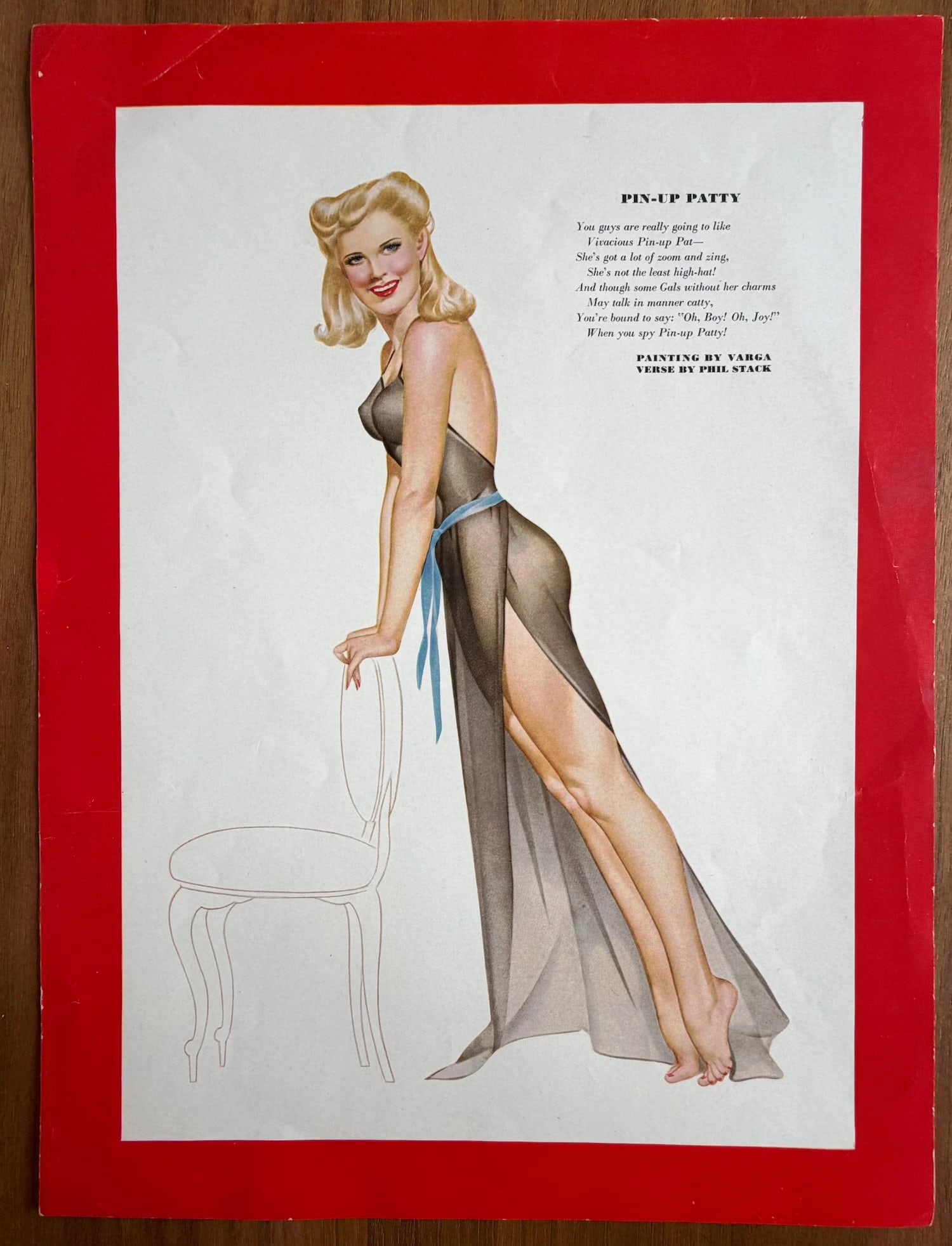 Alberto Vargas Artist Proof Esquire 1946 "Pin-Up Patty": This is a rare and highly collectible artist proof titled "Pin-Up Patty" created by the iconic artist Alberto Vargas (1896-1982). This specific illustration was the December artwork for the highly sou