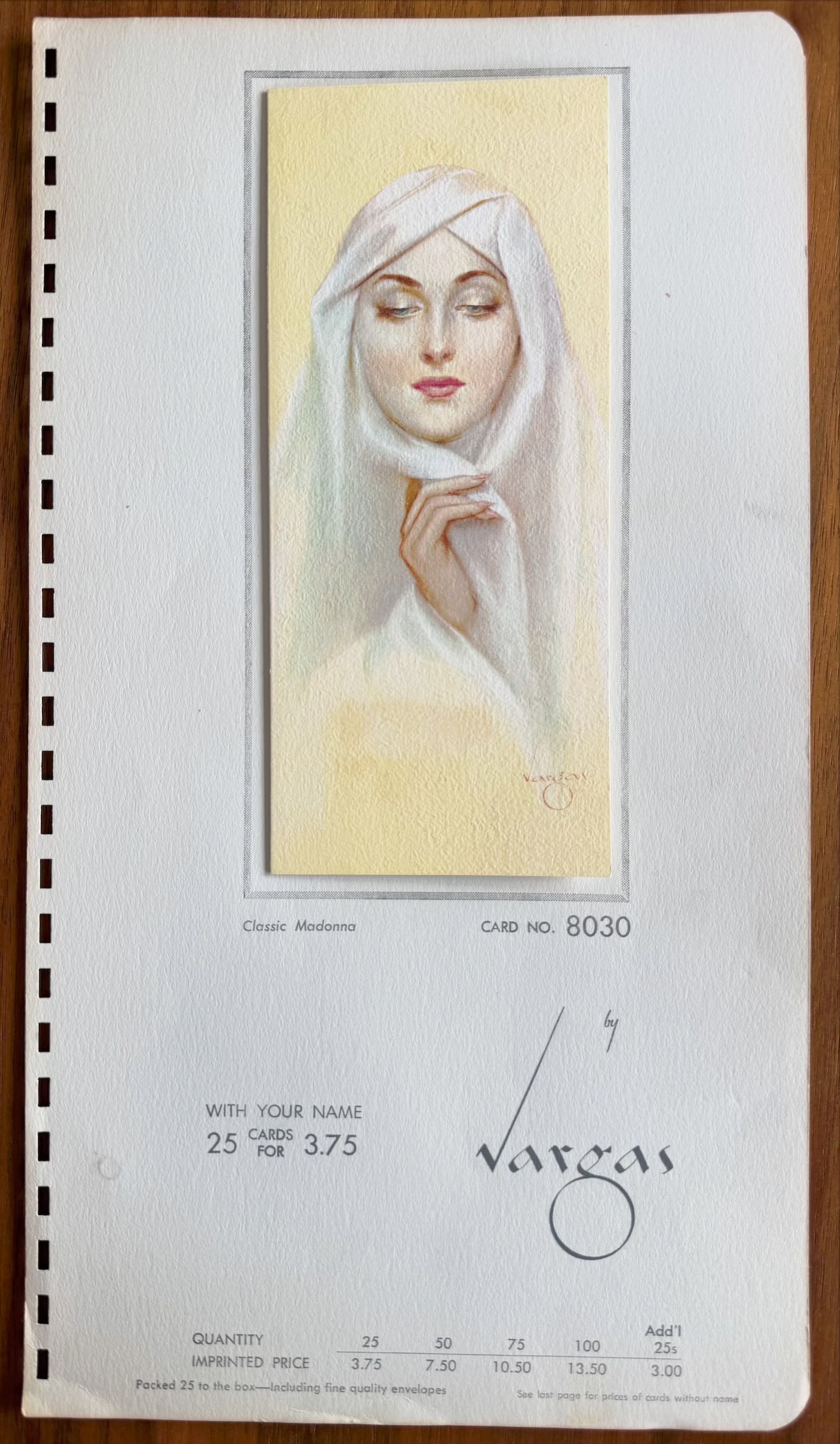 Alberto Vargas Artist Proof And Price Sheet for Unreleased Christmas Card (1 of 2)
