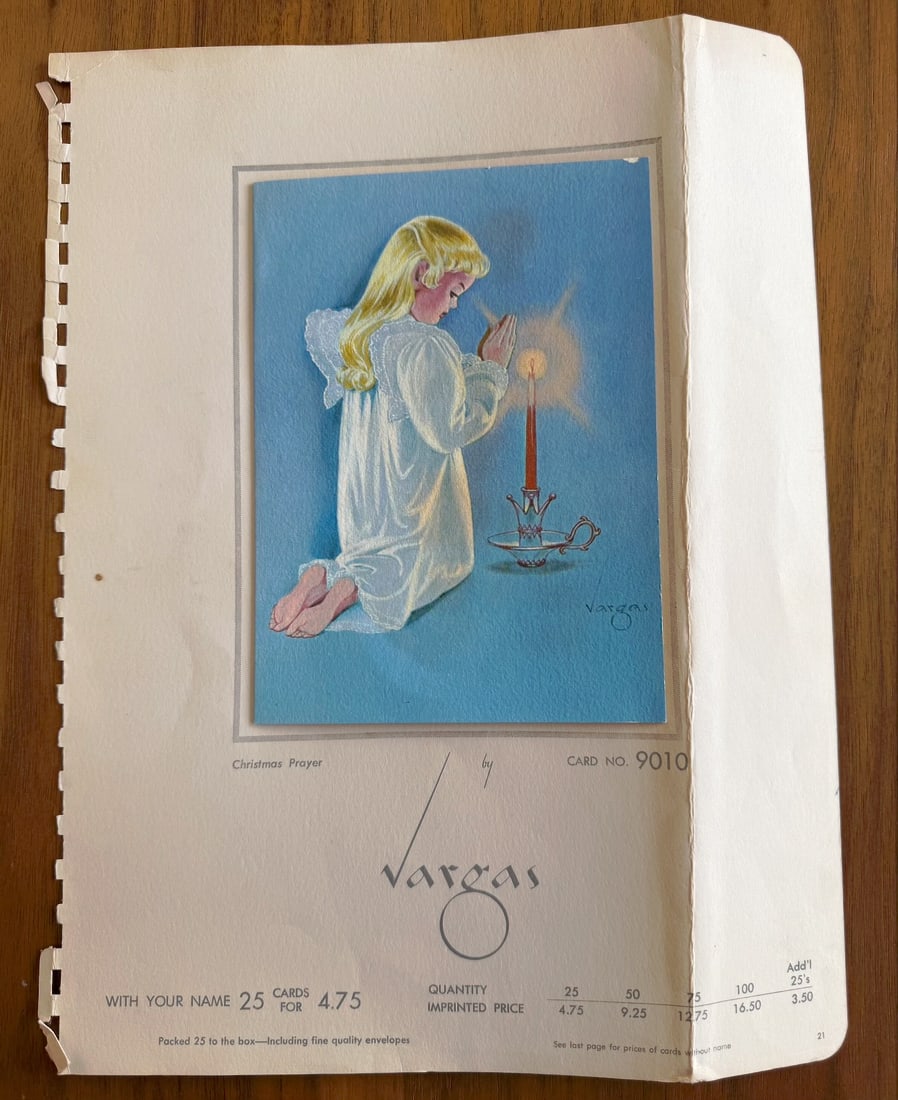 Alberto Vargas Very Rare Price Sheet For Christmas Card: Designed by Vargas and came from his Estate this is a very rare piece and would go great with anyones collection!