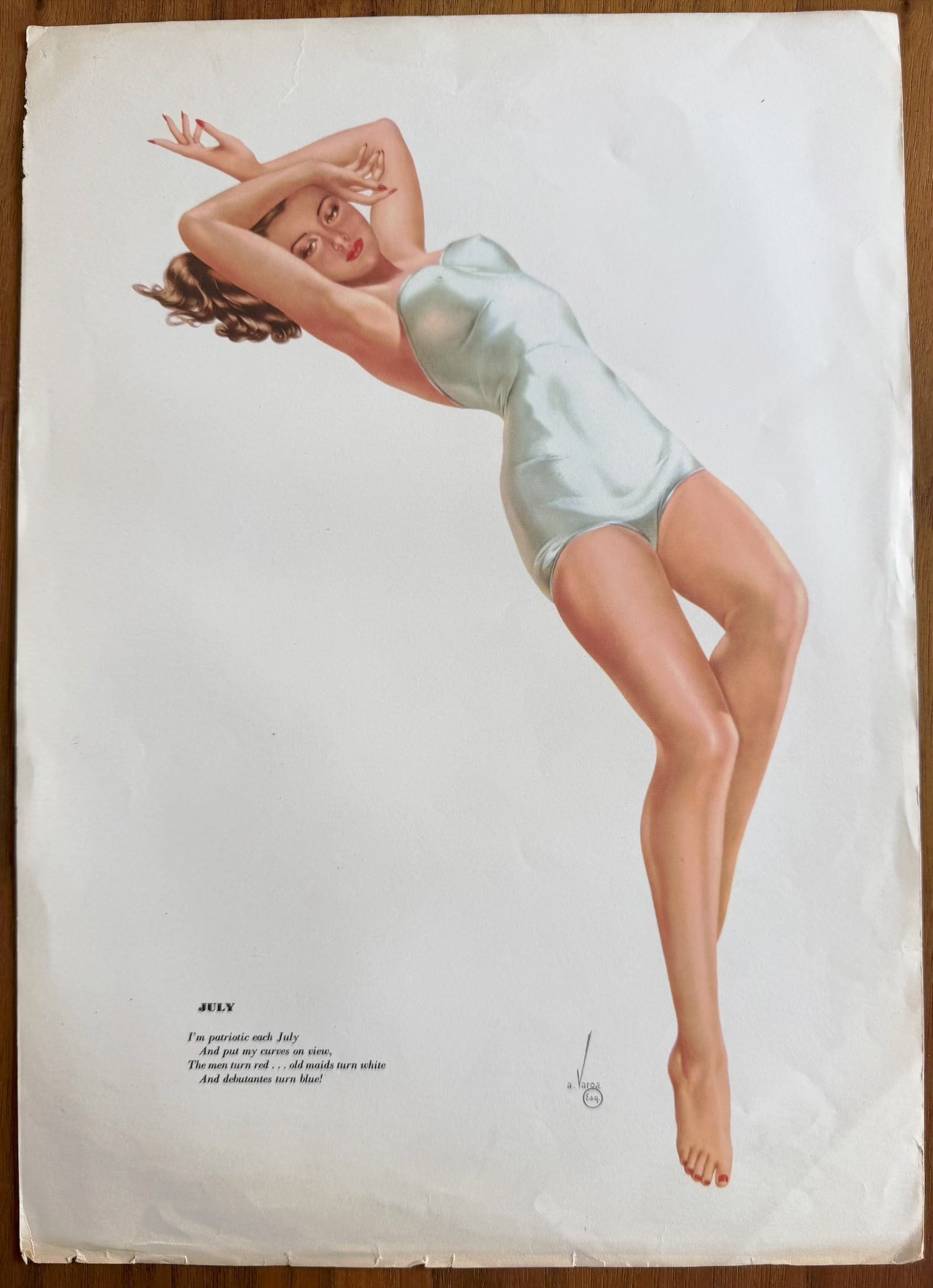 Alberto Vargas Esquire Artist Proof for July Calendar: This was used in creating a calendar and is an artist proof made for Esquire!