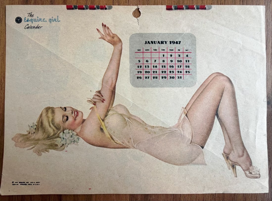 Alberto Vargas Artist Proof Esquire Calendar Girl: This was used when in the creation process by Alberto Vargas for Esquire Magazine