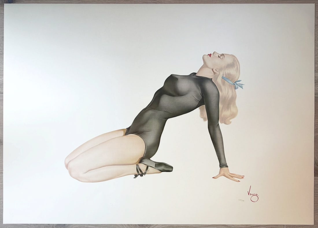 Alberto Vargas The Varga Girl San Francisco Art Exchange 124/200: This is one of the most recognizable images created by Alberto Vargas during World War II. American GI's frequently copied it onto their aircraft as a symbol of good luck. The "Varga Girl" poses with