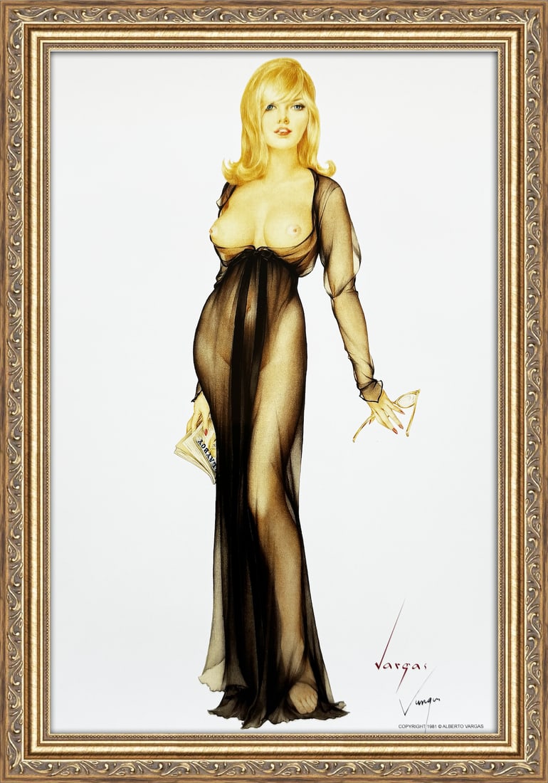 Alberto Vargas Signed Carol Lynley Playboy cover March 1965: This 11" x 17" Alberto Vargas pin-up print was created between 1979 and 1984 at a store called The Pin-up Shop in Las Vegas—a specialty boutique backed by Playboy President Derrick J. Daniels as a k