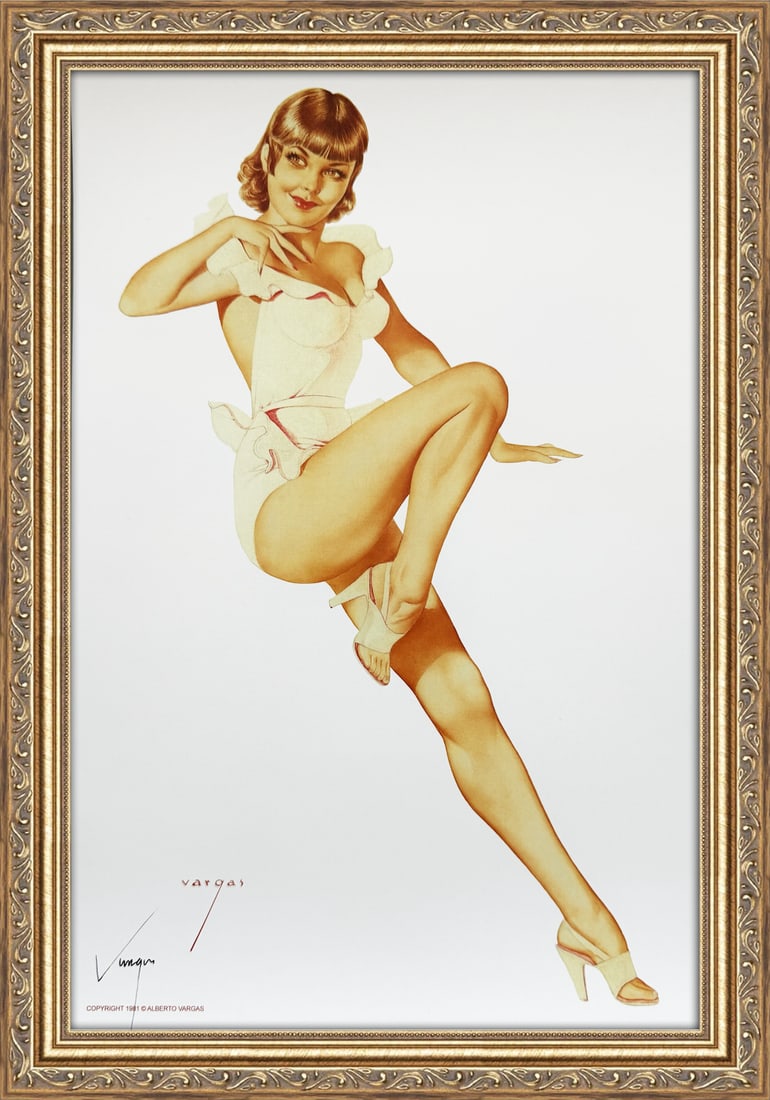 Alberto Vargas Signed 10 of Hearts Playing Card: This 11" x 17" Alberto Vargas pin-up print was created between 1979 and 1984 at a store called The Pin-up Shop in Las Vegas—a specialty boutique backed by Playboy President Derrick J. Daniels as a k