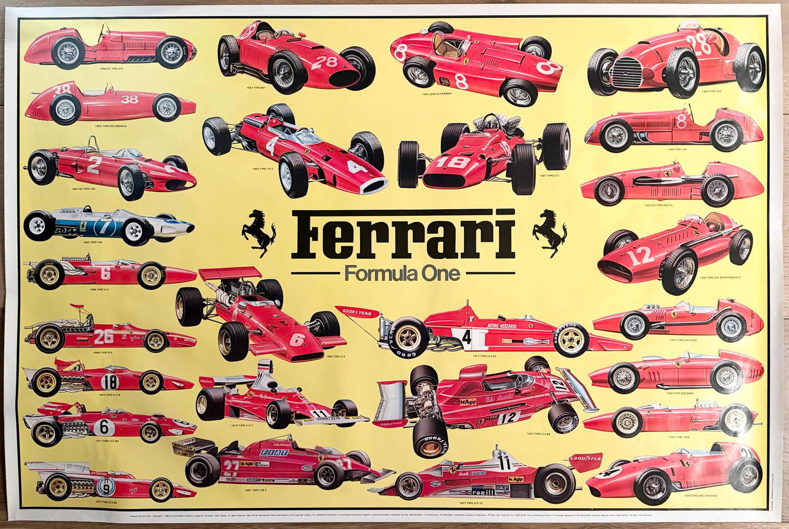 Vintage 1980s Ferrari Formula One History Poster by Ken Rush for Automobile Quarterly Magazine (1 of 3)