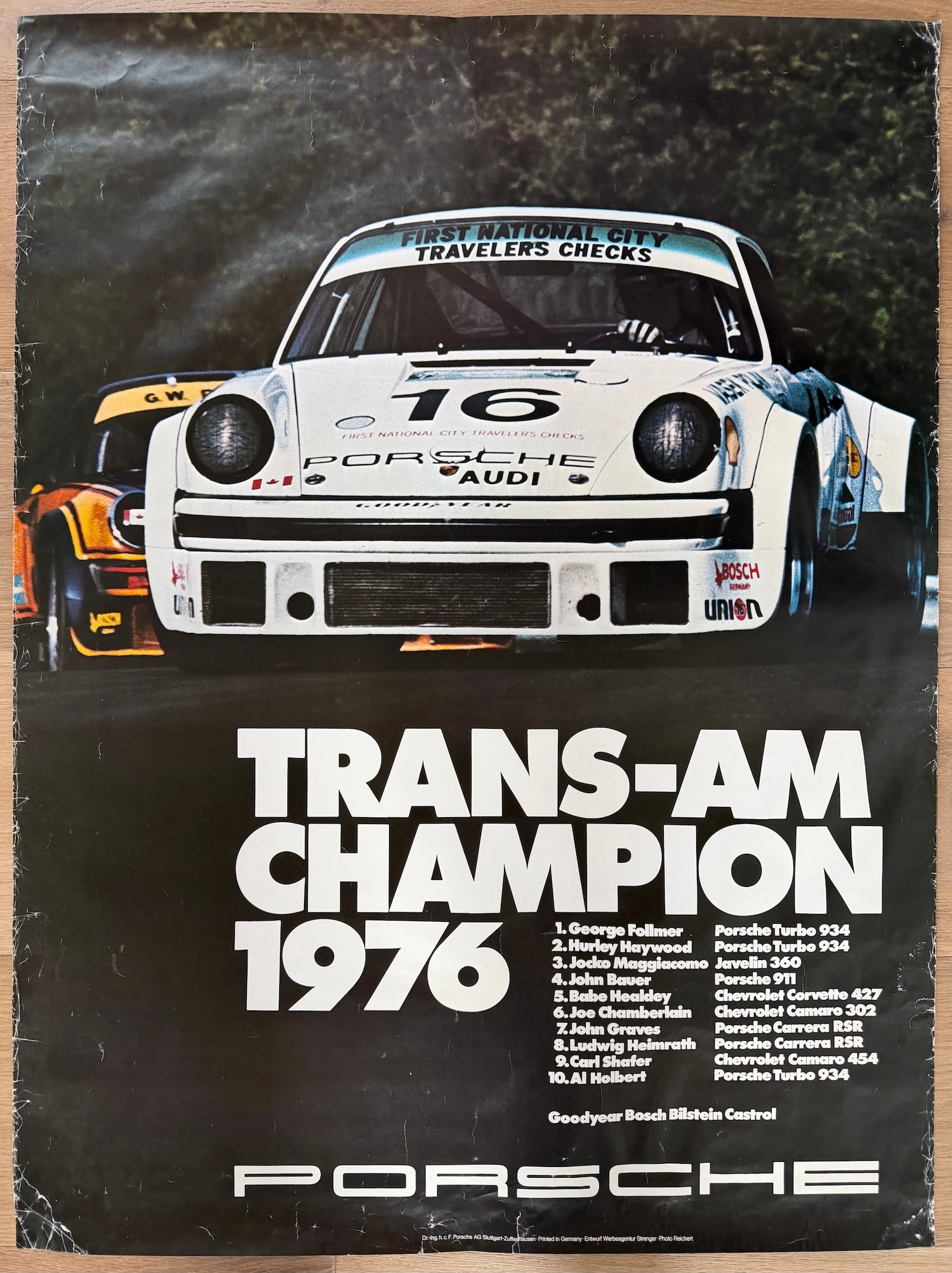 1976 Porsche factory racing poster Porsche 934 Turbo drive (1 of 1)