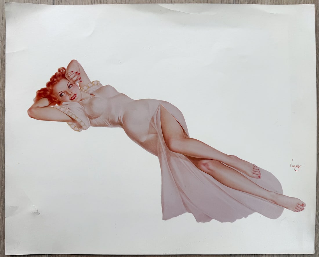 Alberto Vargas Unreleased artist proof for Esquire Magazine Extremely Rare: This was created in the 40's in preparation for an article release of Esquire.