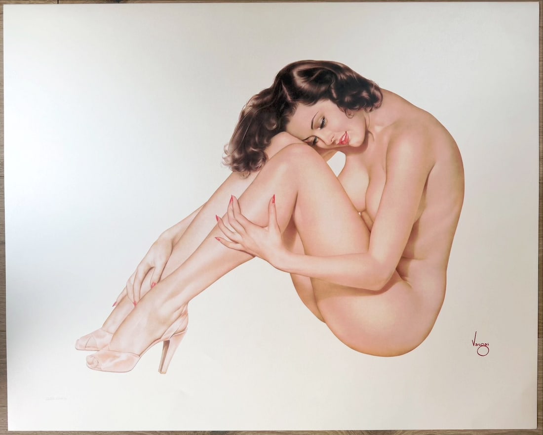 Alberto Vargas 22/25 Estate "Nice and Easy" Legacy Nude #8: Alberto Vargas's "Nice and Easy" (Legacy Nude #8) is a stunning limited-edition lithograph from the artist's celebrated Legacy Nude series, originally conceived in 1953 and featuring his longtime muse