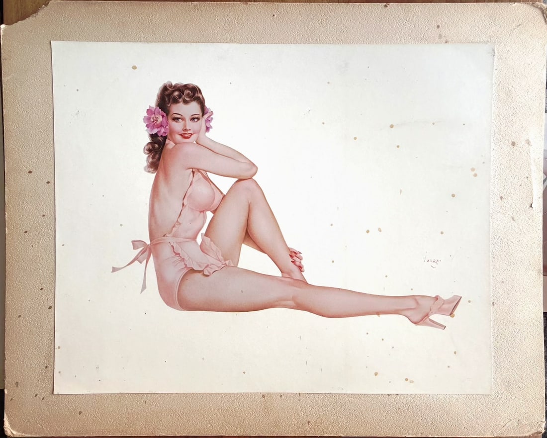 Alberto Vargas Unreleased artist proof for Esquire Magazine Extremely Rare: This was created in the 40's in preparation for an article release of Esquire.