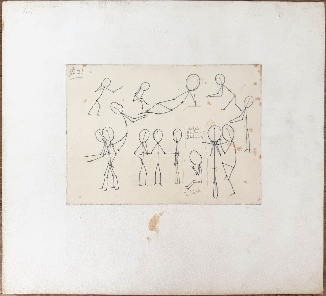 Alberto Vargas Stick Drawing from his personal collection and Estate!: This is from the Vargas Estate and appears to have been how he studied the human anatomy so he could better draw the girls for Playboy!!