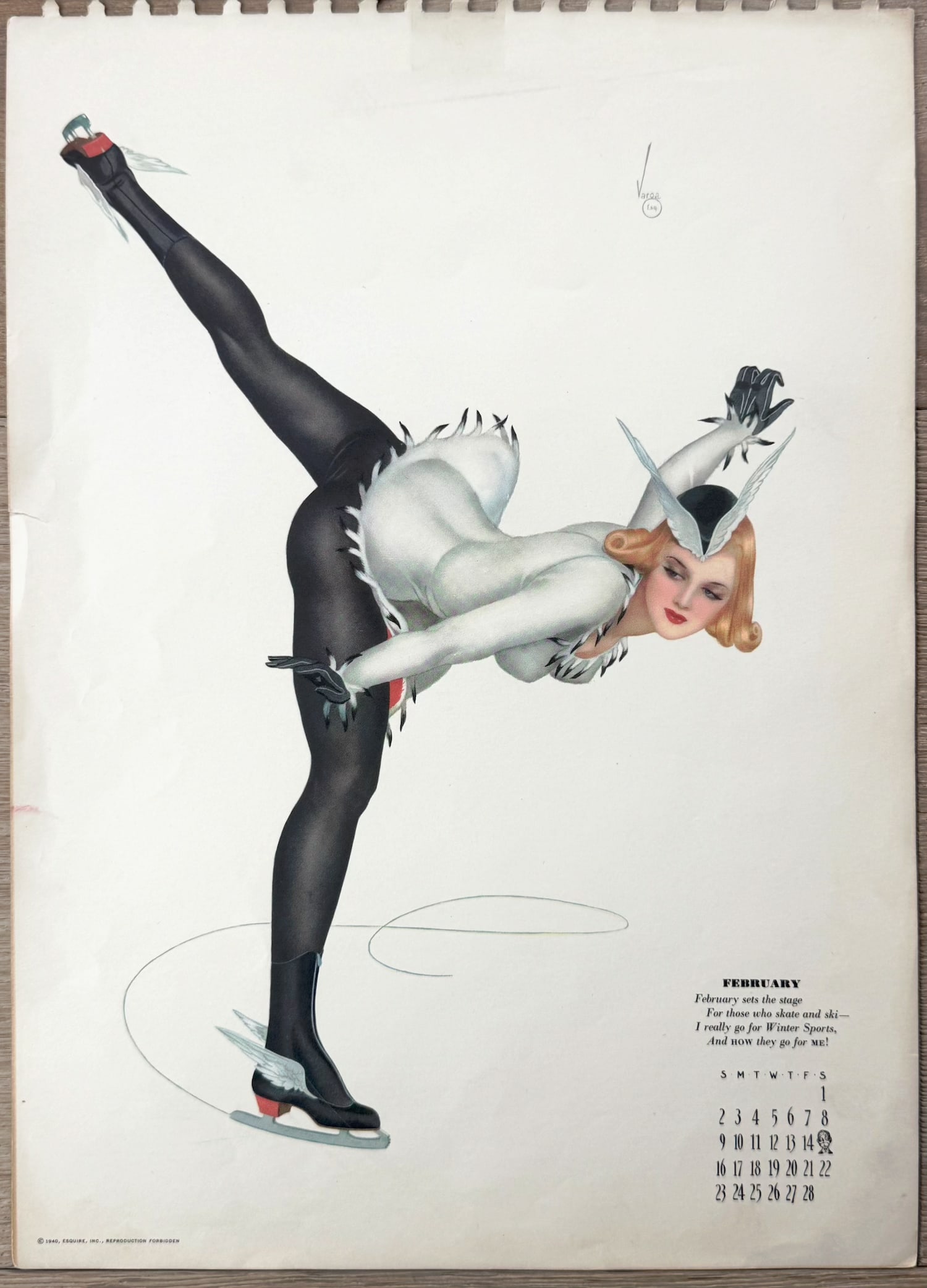 Alberto Vargas Esquire Artist Proof Calendar February 1940: Bring the playful glamour of the 1940s to life with these stunning George Petty centerfolds! Known for his iconic “Petty Girls,” Petty’s work became synonymous with Esquire magazine, where h