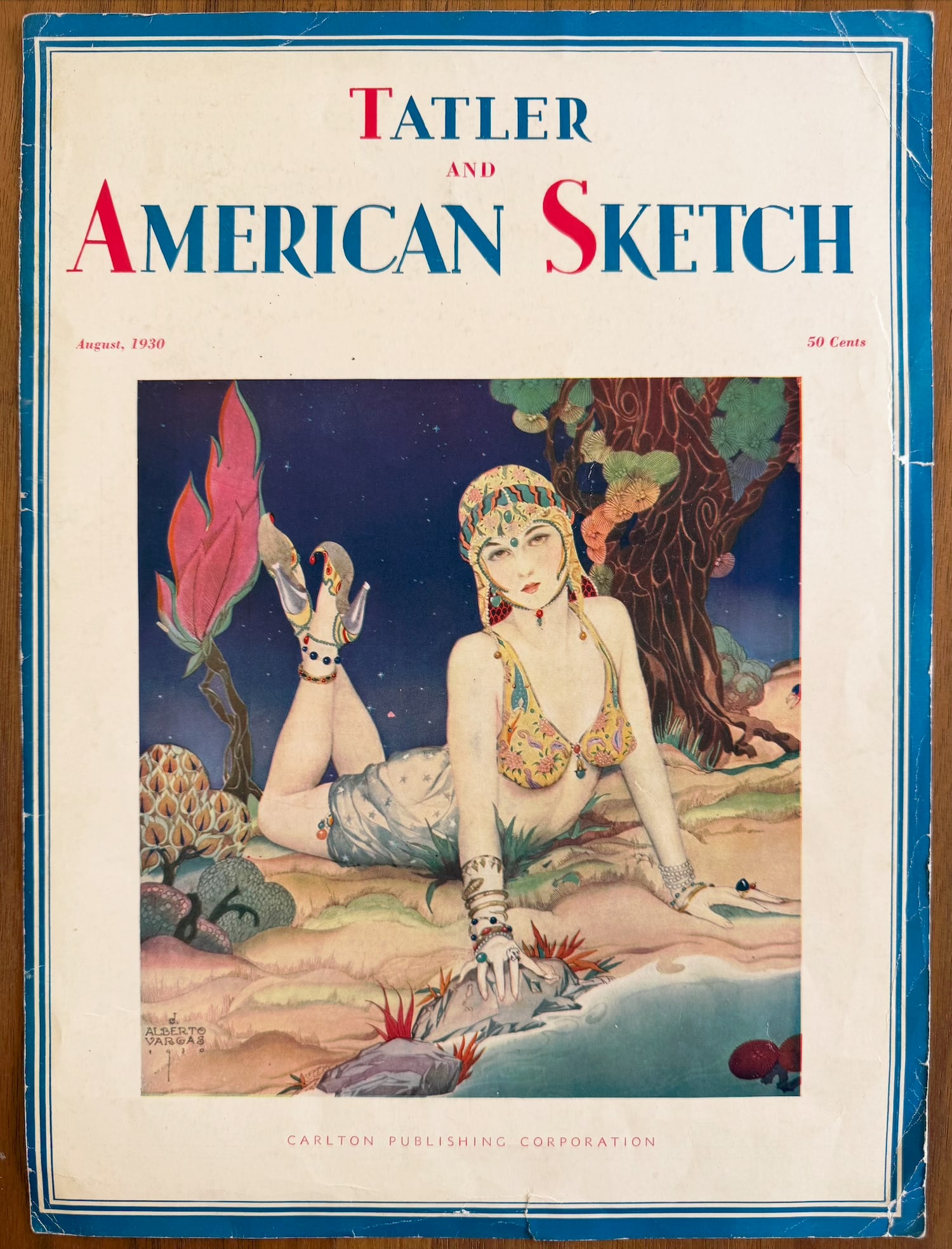 Alberto Vargas 1930 Cover of Tatler and American Sketch magazine, August 1930: This is the cover of the August 1930 edition of Tatler and American Sketch magazine, featuring the artwork "Persian Princess" by Alberto Vargas.