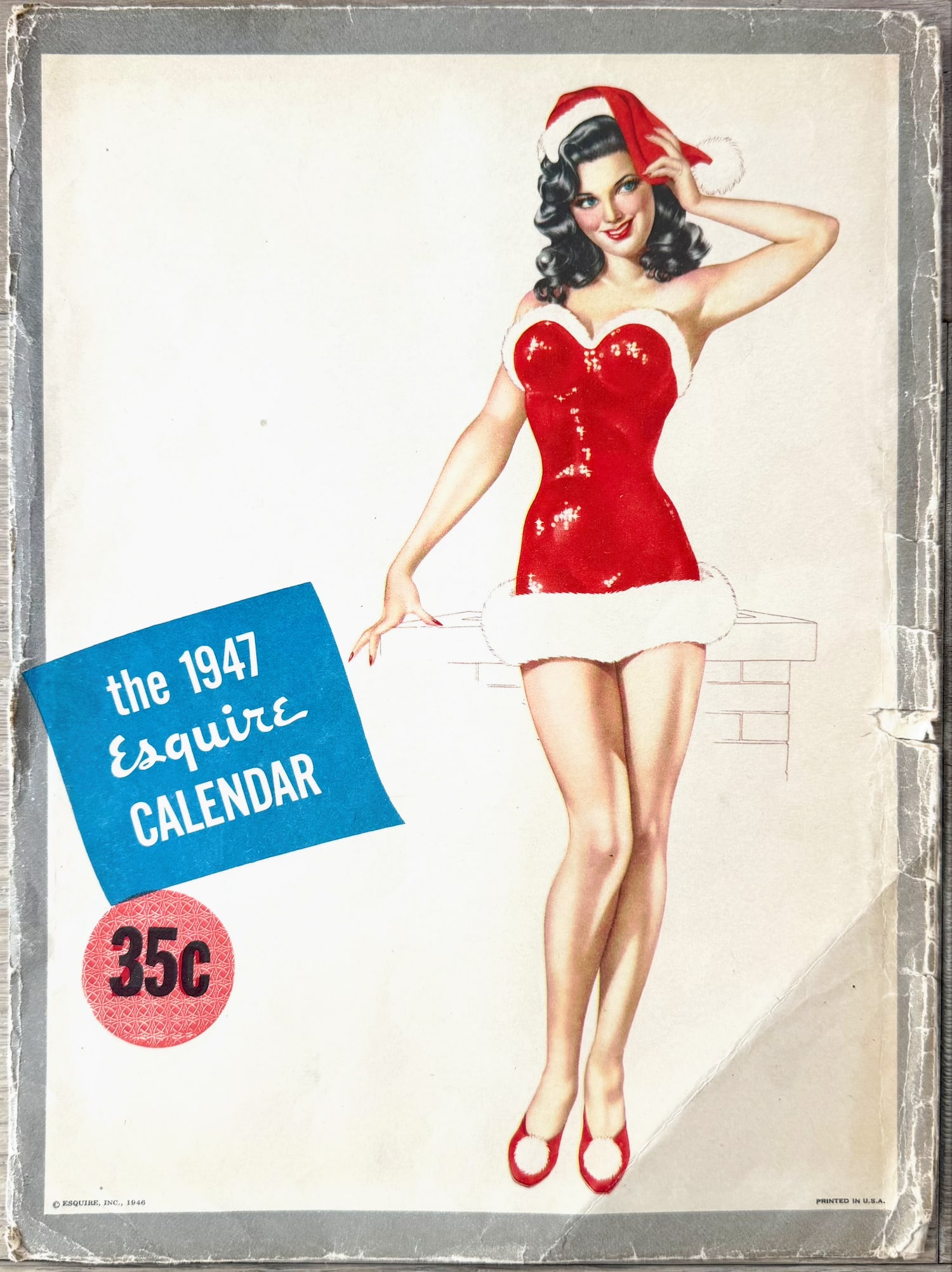 Alberto Vargas Artist Proof Calendar Sleeve December 1947: This Is an Artist Proof of December 1947 Esquire calendar.