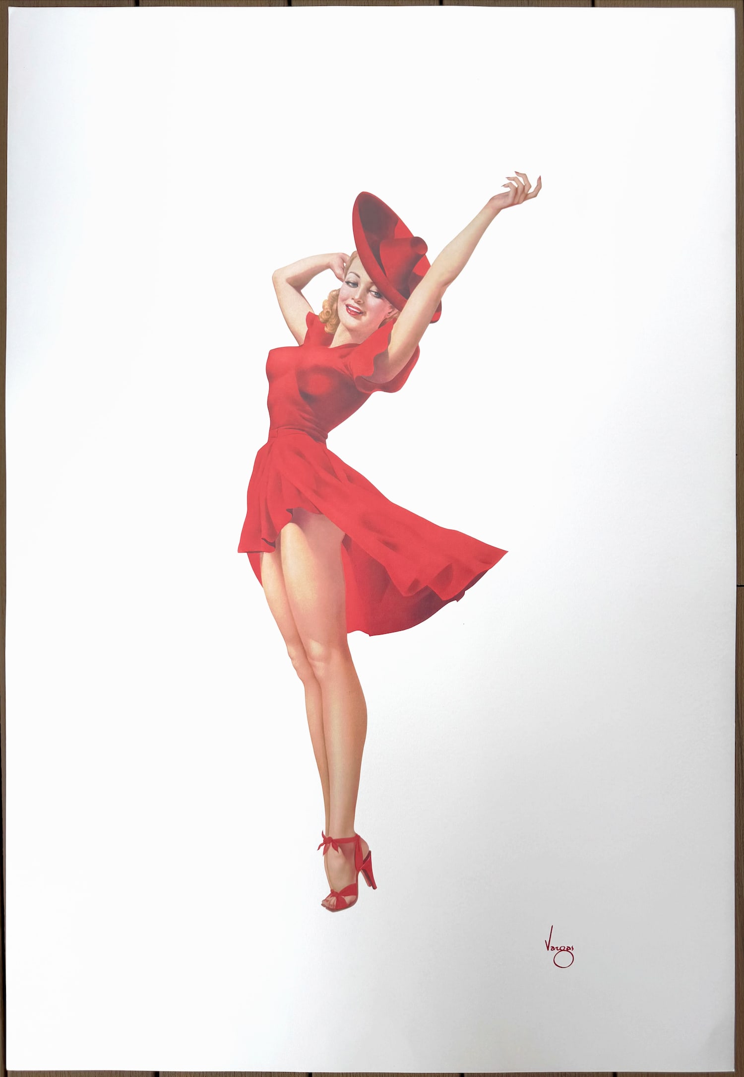 Alberto Vargas "Lady in Red" San Francisco Art Exchange 87/100: The original painting was created circa 1928–1932 in New York City, during what biographers describe as a "joyful time" in Vargas's life. By then, he had established himself as a rising illustrator 