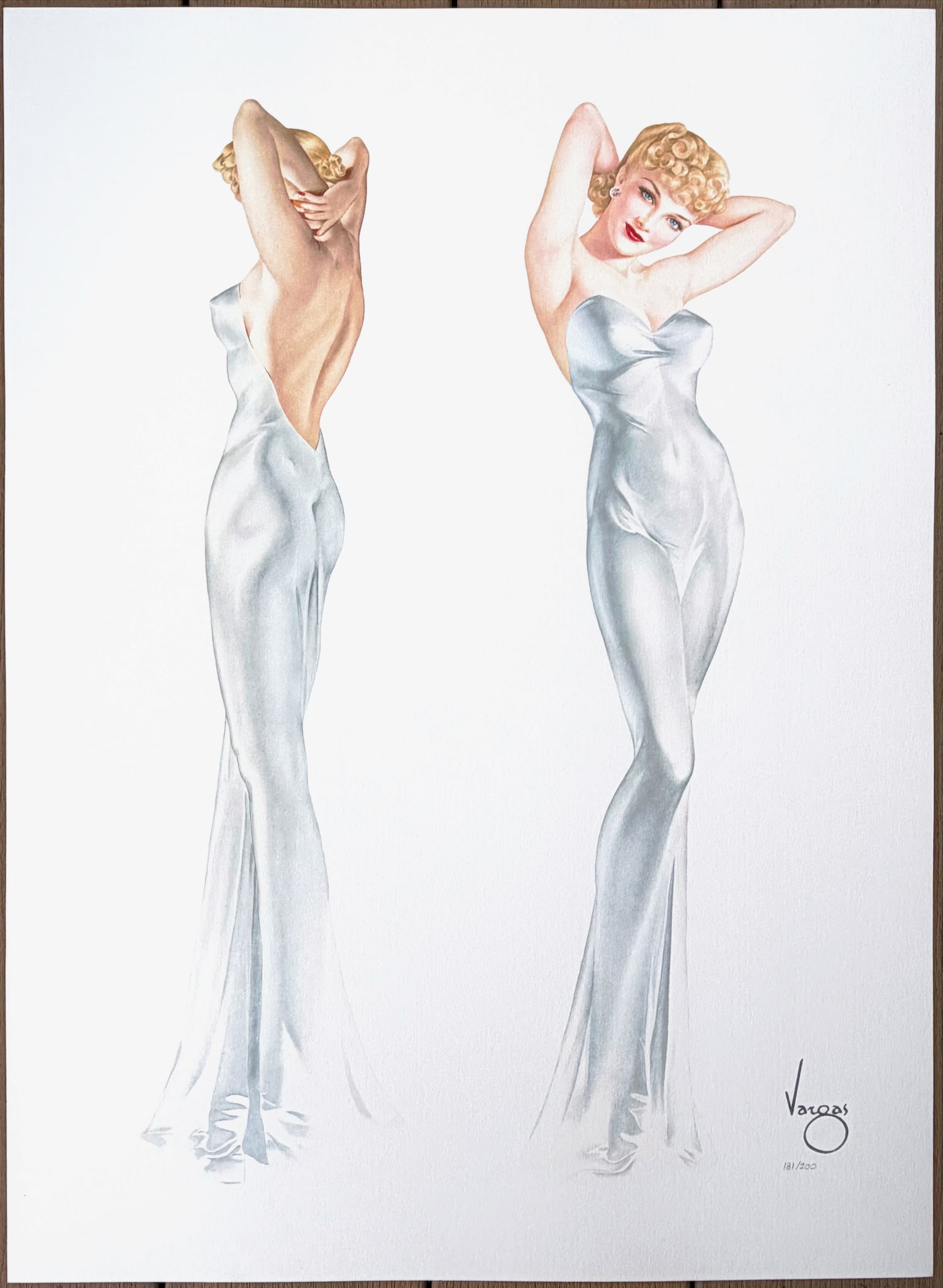 Alberto Vargas "Symphony" San Francisco Art Exchange 181/200: This unique and stunning print presents two complementary views of Alberto’s lovely wife, Anna Mae. Painted separately, each portrait was a masterful solo work by Vargas. Arranged into a single limi