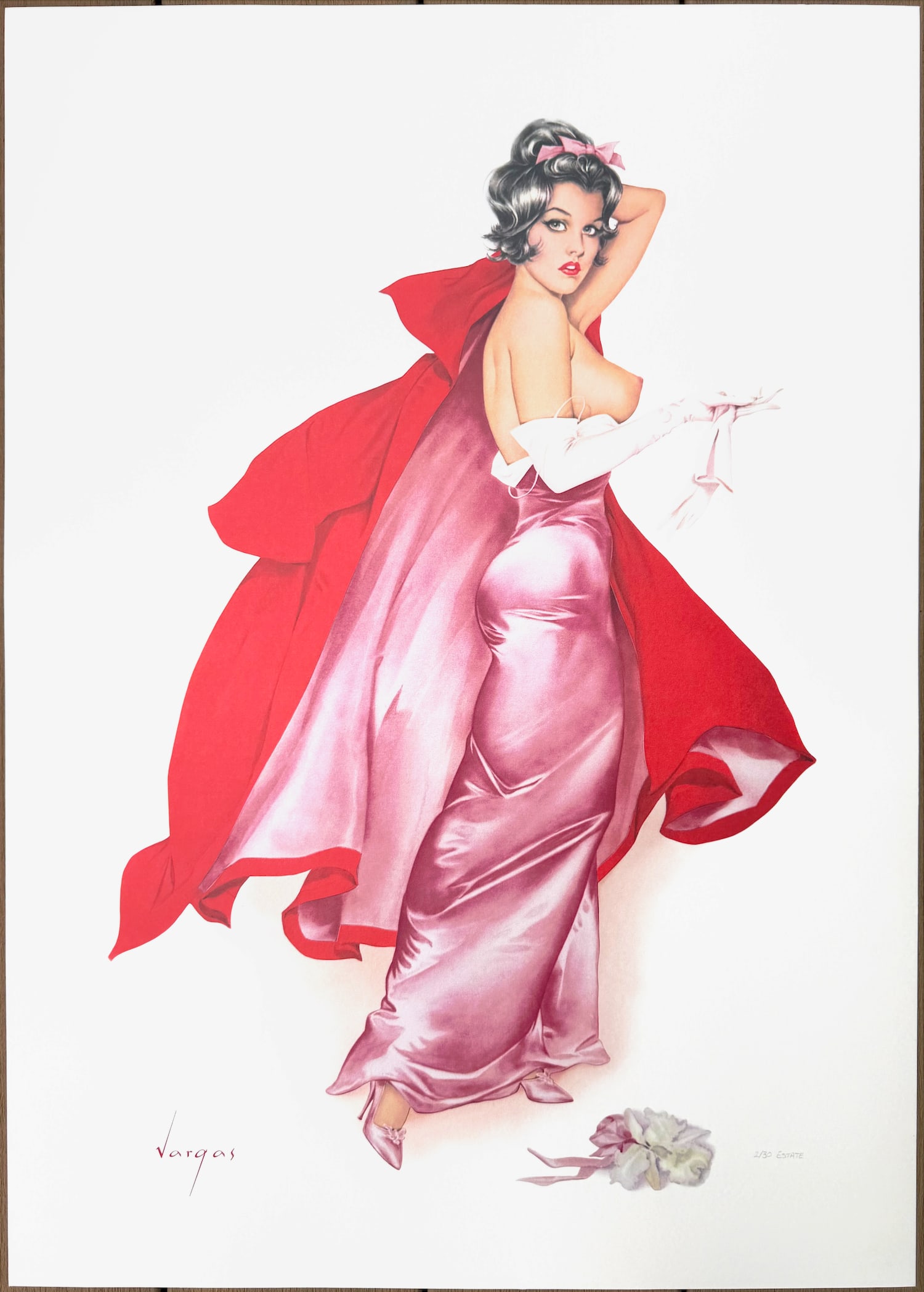 Alberto Vargas "Opening Night" 2/30 Estate: Originally published as a centerfold image in Playboy in 1963, the original artwork was held in their private collection for many years.