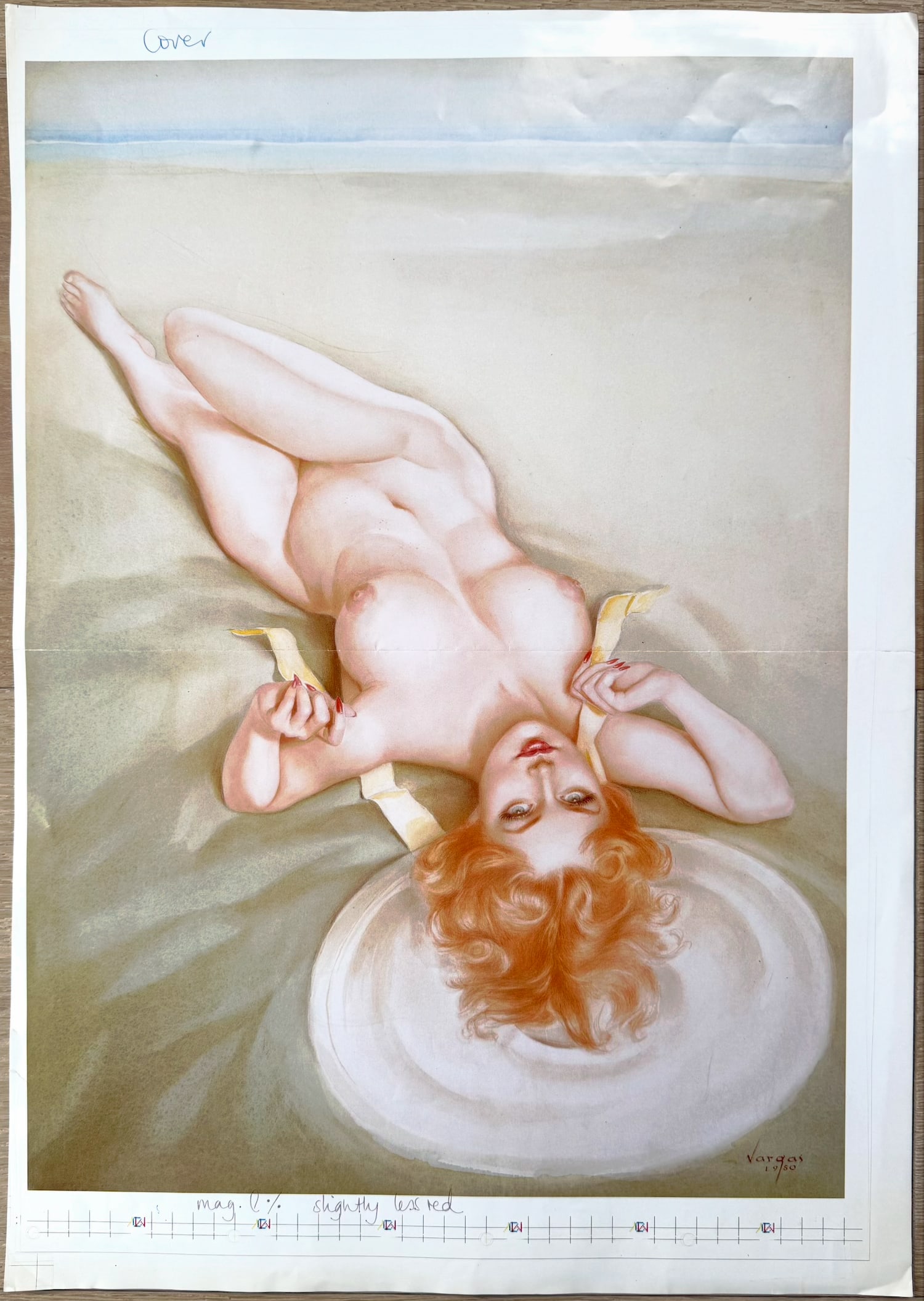 Alberto Vargas Artist Proof "Cover" Taschen Posterbook 1991: This is an artist's proof from the Alberto Vargas Taschen's Posterbook 1991, a vintage collection showcasing the iconic pin-up illustrations of Alberto Vargas.