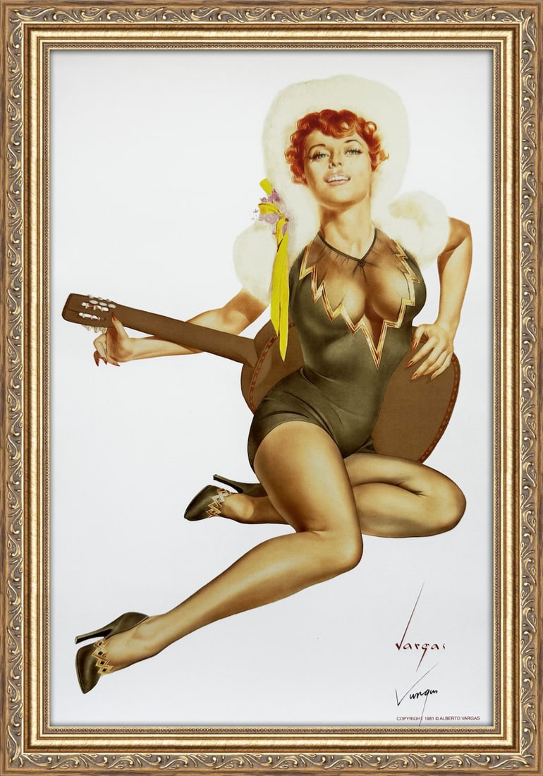 Alberto Vargas Signed "To 'King' Dosky, Gratefully / Alberto": This 11" x 17" Alberto Vargas pin-up print was created between 1979 and 1984 at a store called The Pin-up Shop in Las Vegas—a specialty boutique backed by Playboy President Derrick J. Daniels as a k