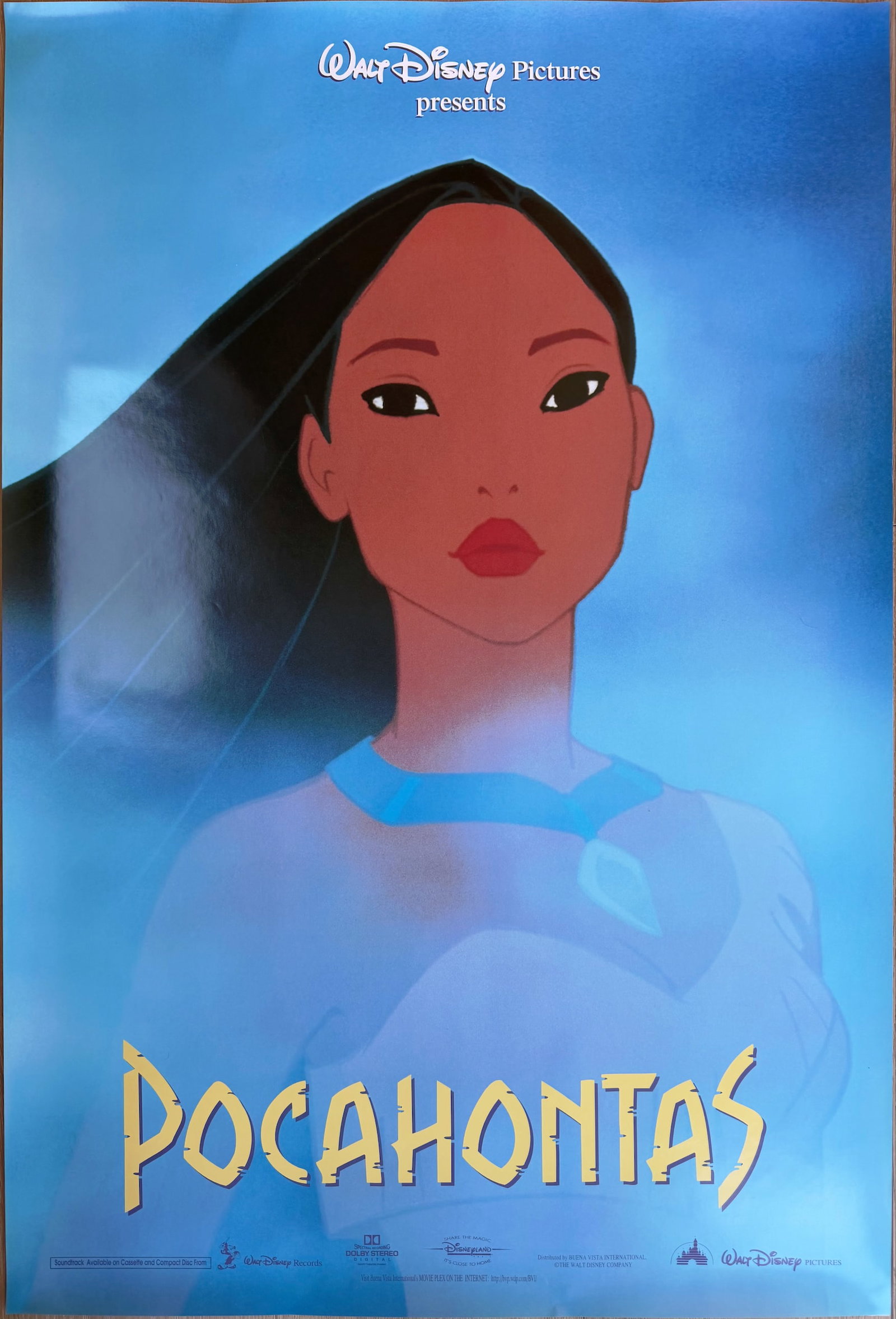 Disney's Pocahontas Original Movie Poster: Disney animated feature original one-sheet style B movie poster rolled - single-sided Size: 27 x 40 inches