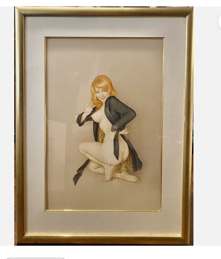 Alberto Vargas Signed Original 1972 Playboy Art - From Playboy Archives - Framed: This stunning original watercolor and pencil art piece by Alberto Vargas appeared in the February 1972 issue of Playboy Magazine and was acquired directly from the Playboy archives. Signed by Vargas i