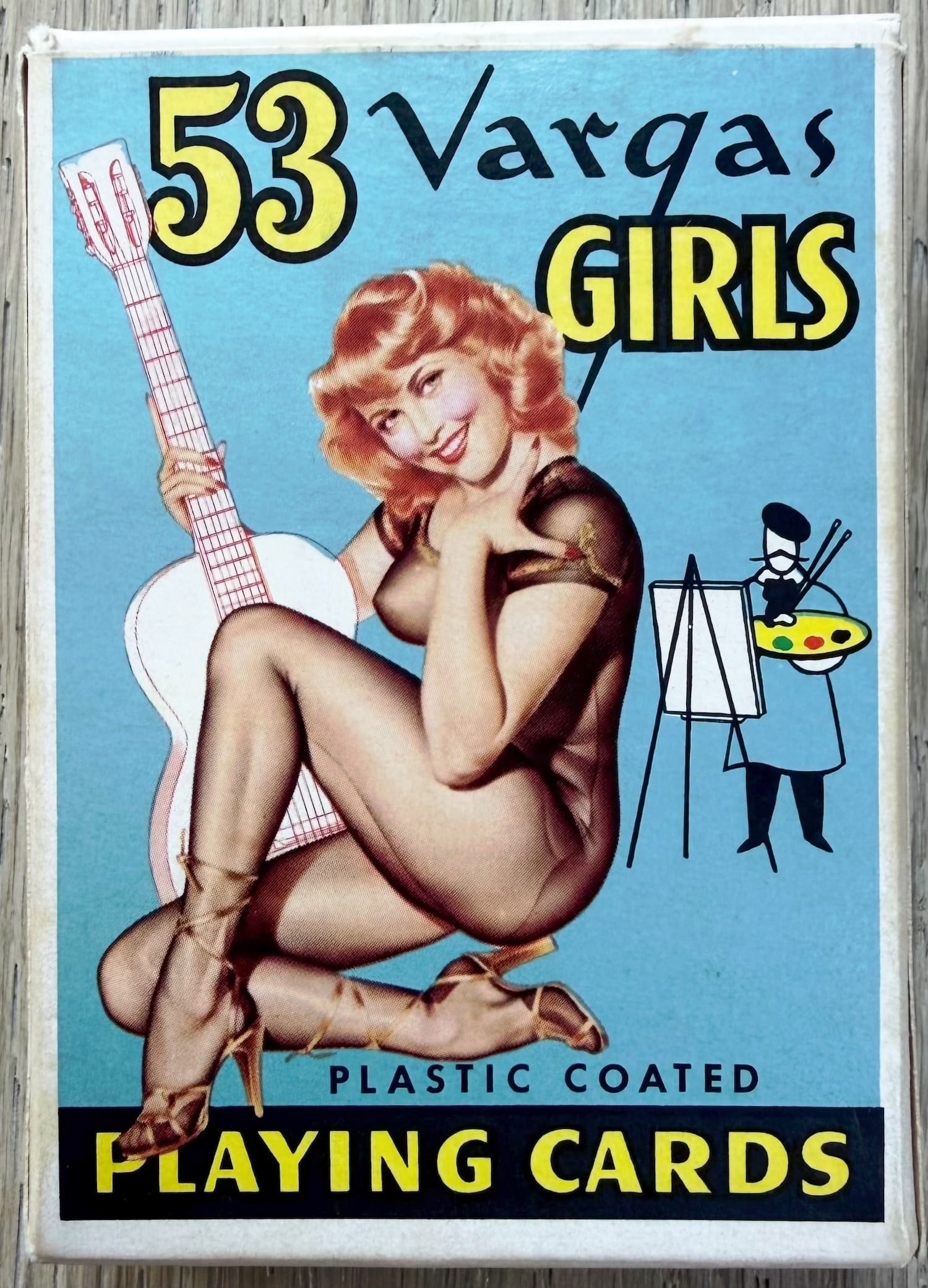 Vintage 53 Vargas Girls Pin-Up Playing Cards Complete Deck w/ Box 1950s: This is a vintage complete deck of 53 Vargas Girls Plastic Coated Playing Cards, made by Creative Playing Card Co. Inc., St. Louis 2, Missouri. Each card features a different glamorous illustration by