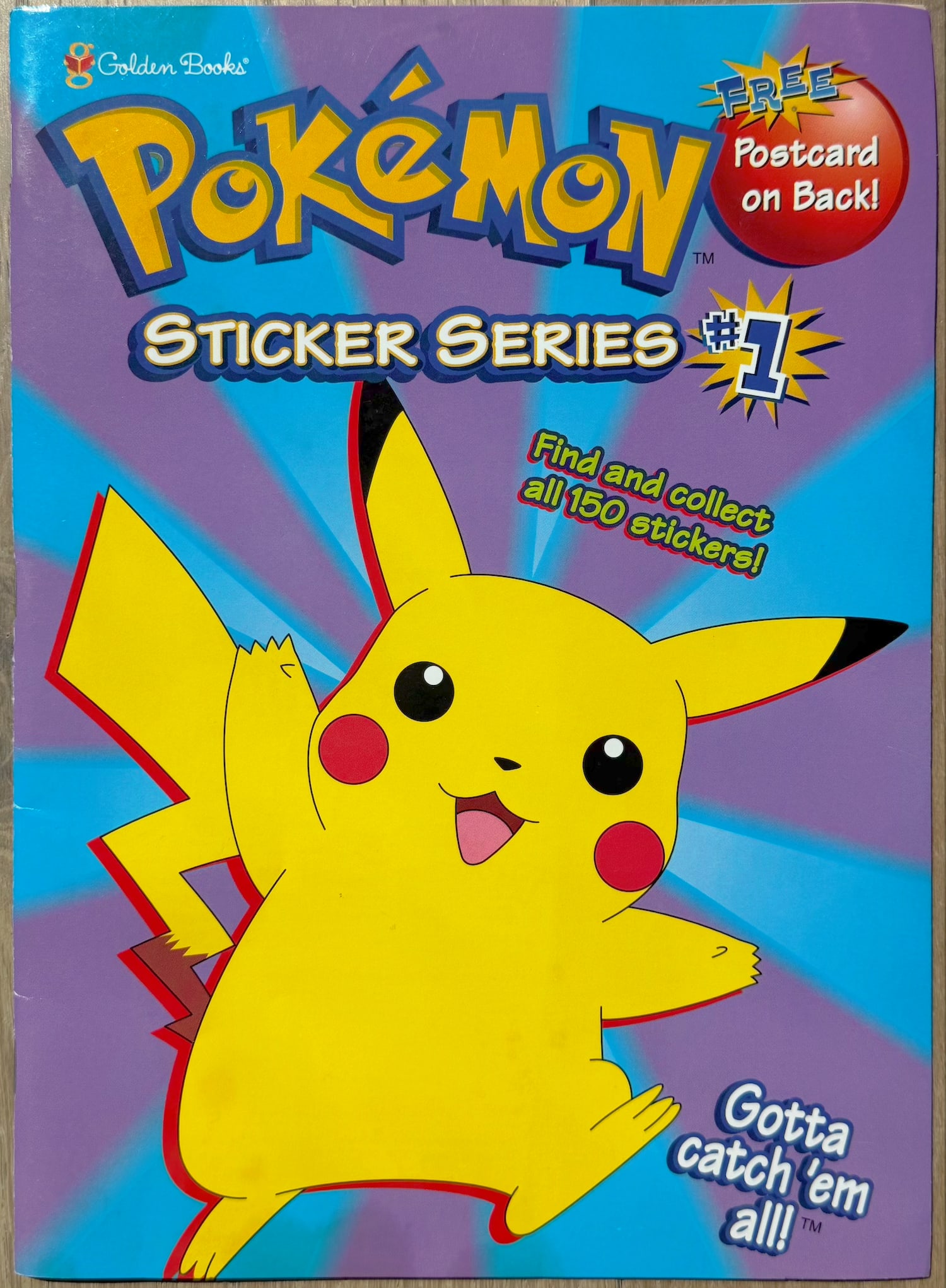 Vintage Pokémon Sticker Series #1 Golden Books Pikachu Sticker Book w/ Postcard (1 of 7)