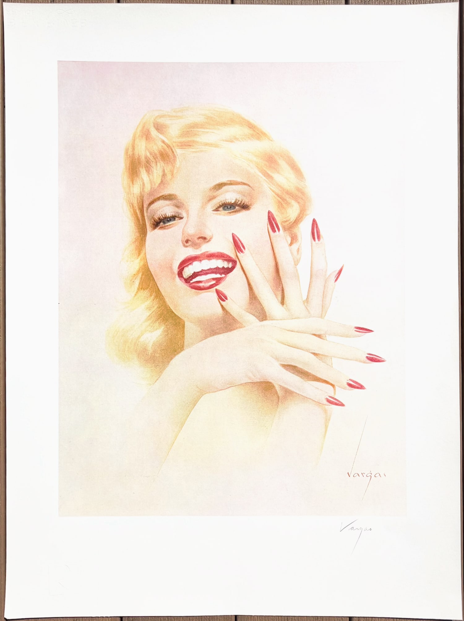 Alberto Vargas Marilyn Monroe Signed 1979: Unframed lithograph on Rives Woven Paper. "Marilyn Monroe". This print is Signed and was produced by the San Francisco Art Exchange.