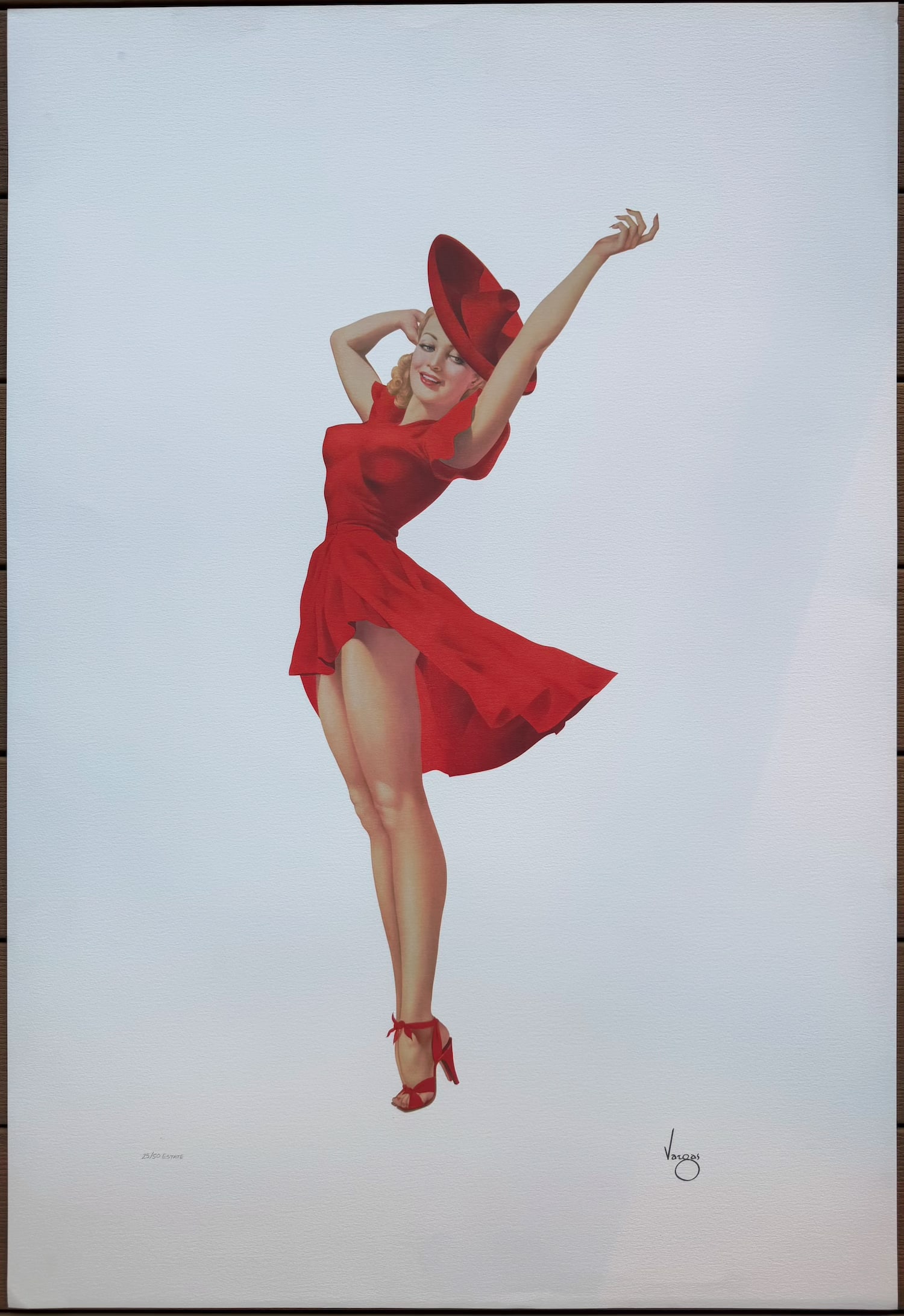 Alberto Vargas 25/50 Estate "Lady in Red" San Francisco Art Exchange: The original painting was created circa 1928–1932 in New York City, during what biographers describe as a "joyful time" in Vargas's life. By then, he had established himself as a rising illustrator 