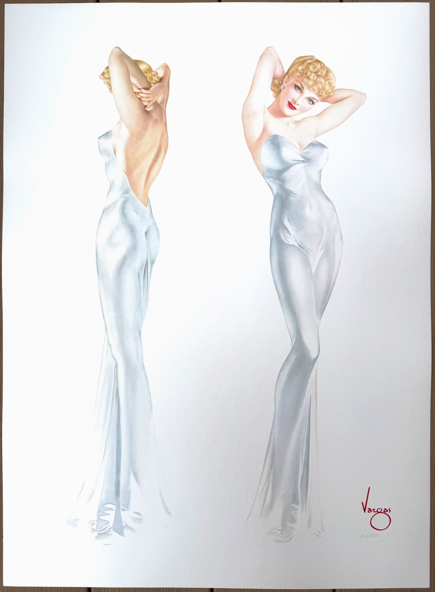 Alberto Vargas "Symphony" San Francisco Art Exchange 224/300: This unique and stunning print presents two complementary views of Alberto’s lovely wife, Anna Mae. Painted separately, each portrait was a masterful solo work by Vargas. Arranged into a single limi
