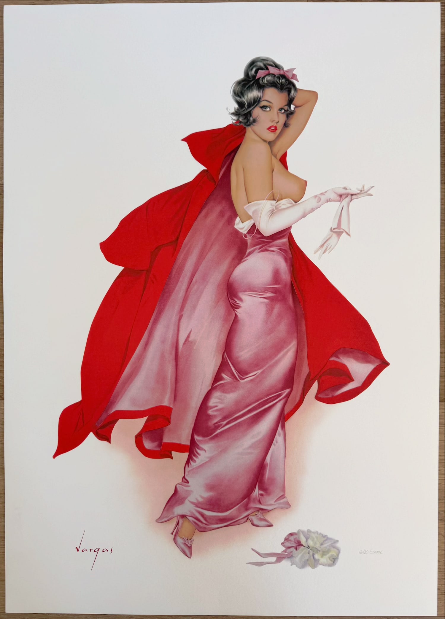 Alberto Vargas "Opening Night" 16/30 Estate: Originally published as a centerfold image in Playboy in 1963, the original artwork was held in their private collection for many years.