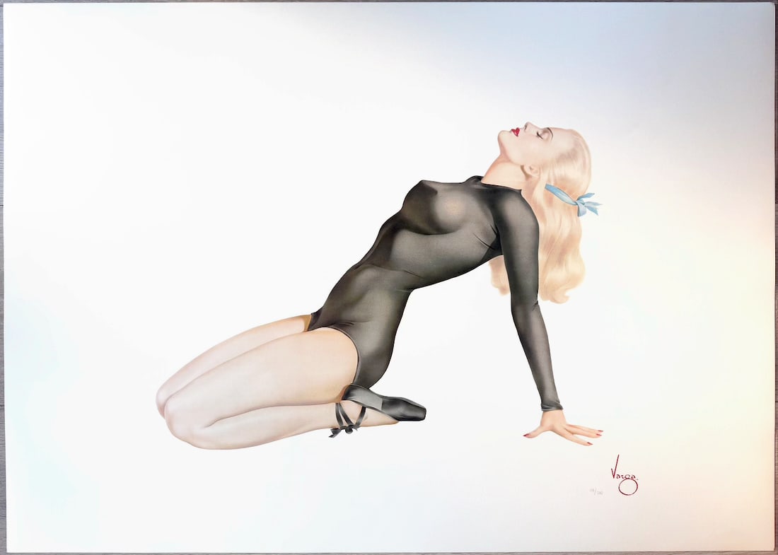 Alberto Vargas Esquire "The Varga Girl" San Francisco Art Exchange 119/200: This is one of the most recognizable images created by Alberto Vargas during World War II. American GI's frequently copied it onto their aircraft as a symbol of good luck. The "Varga Girl" poses with 