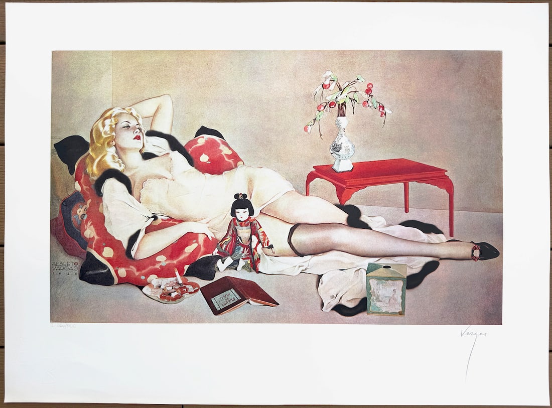 Alberto Vargas "Fleurs Du Mal" 1982 366/500: This image is one of the artist’s favorite works of art from the 1920’s. Fleurs Du Mal (Flowers of Evil) is a volume of French poetry by Charles Baudelaire. First published in 1857, the subject ma