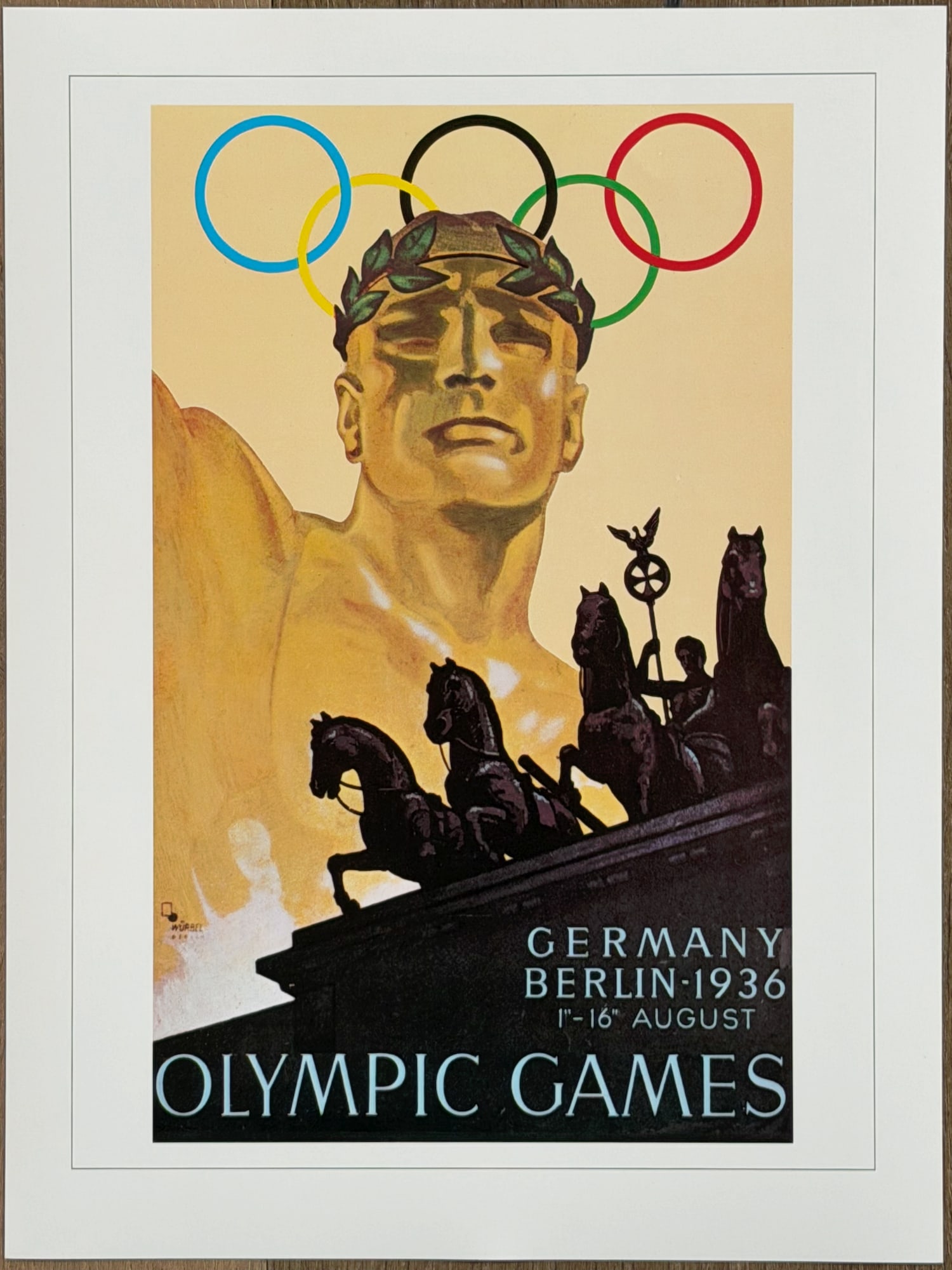 GERMANY BERLIN 1936 1'-16" AUGUST OLYMPIC GAMES 1996 Print: This is the 1996 Official re-realse of the 1936 Olympic print that was used before Hitler started World War 2. It was produced by Dream Works Television.