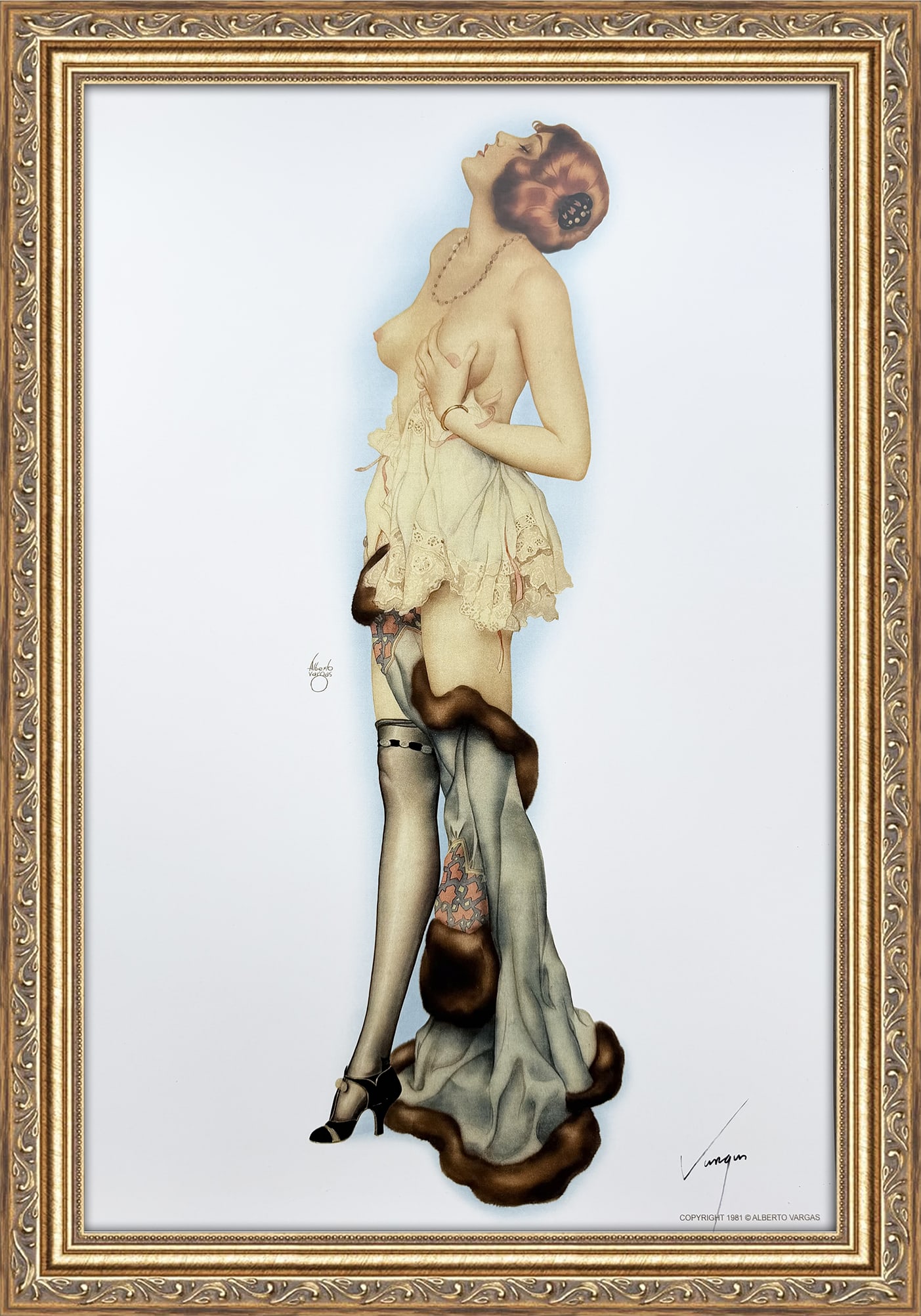 Alberto Vargas (American, 1896-1982). Reverie, c. 1923 Signed Print: This is a print of the painting Reverie, originally created by Alberto Vargas in 1923. and is one of two prints that exist.