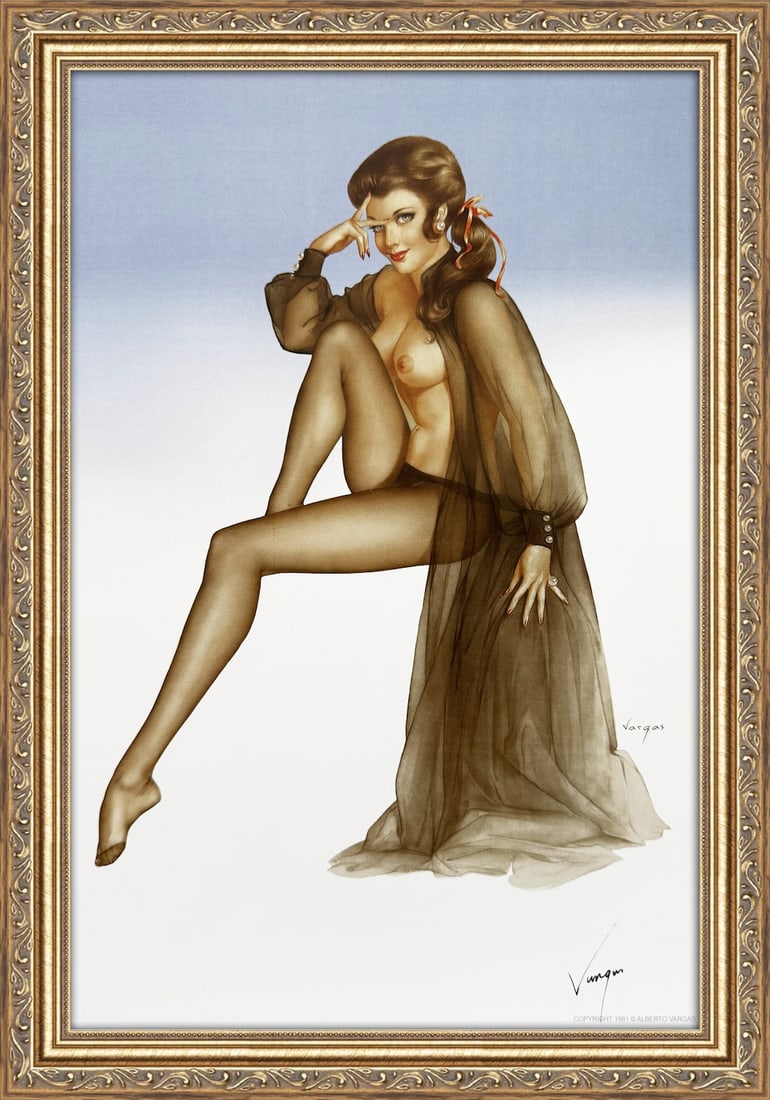 Alberto Vargas "I'm told sex isn't good for one, but it's great for two." Playboy November 1969: This exquisite print, crafted between 1979 and 1984, carries the authentic signature of Alberto Vargas, who personally autographed it at a signing event just before his passing in 1982. Frame not Incl